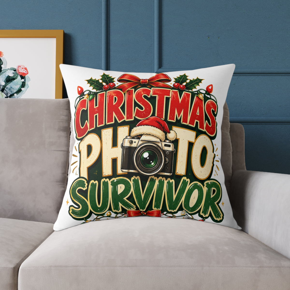 Christmas Photo Survivor Pillow — Holiday Camera Photographer Gift