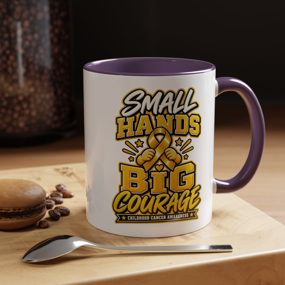 Coffee Mug - "Small Hands Big Courage" Childhood Cancer Awareness Accent Mug