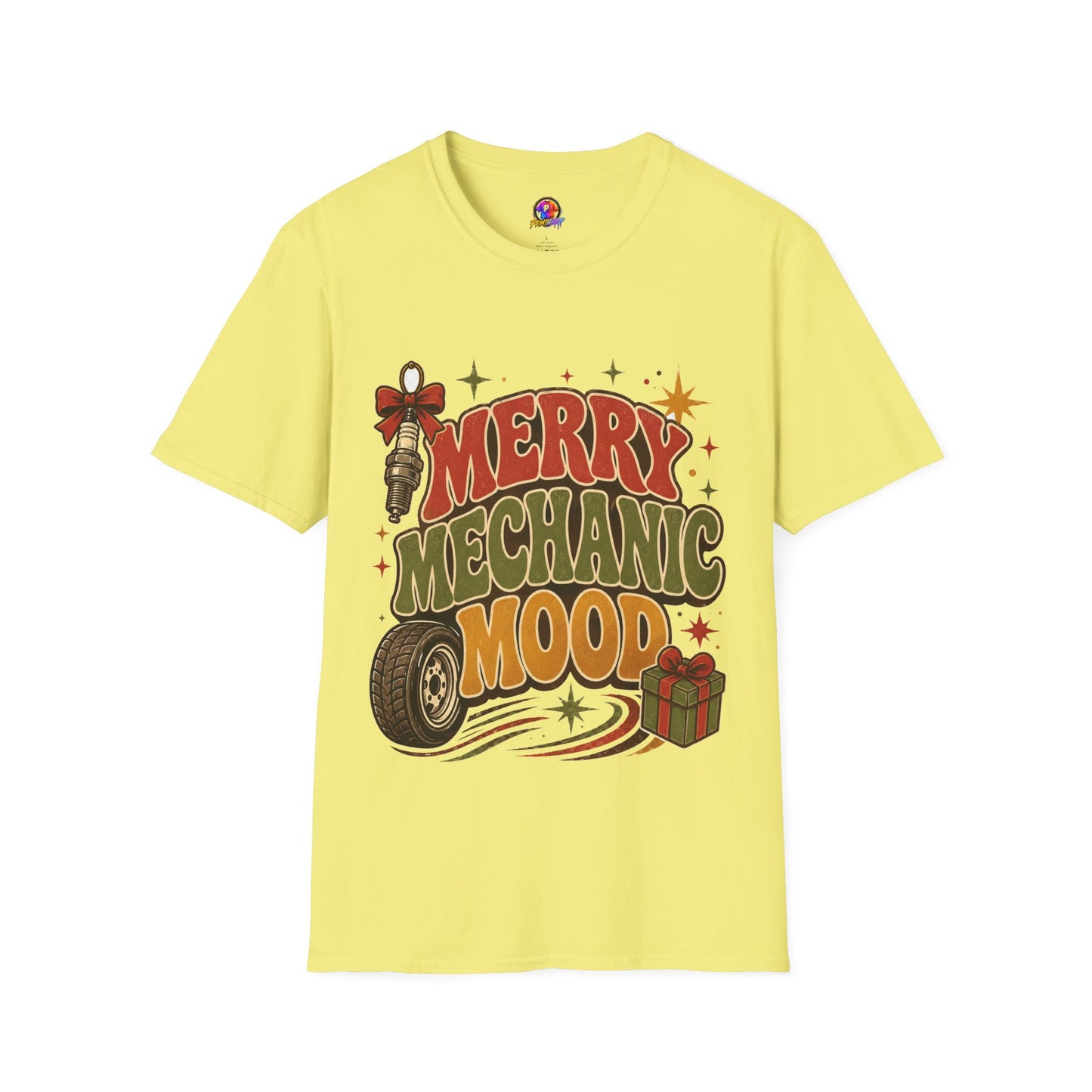 Merry Mechanic Mood T‑Shirt — Retro Holiday Auto Technician Gift