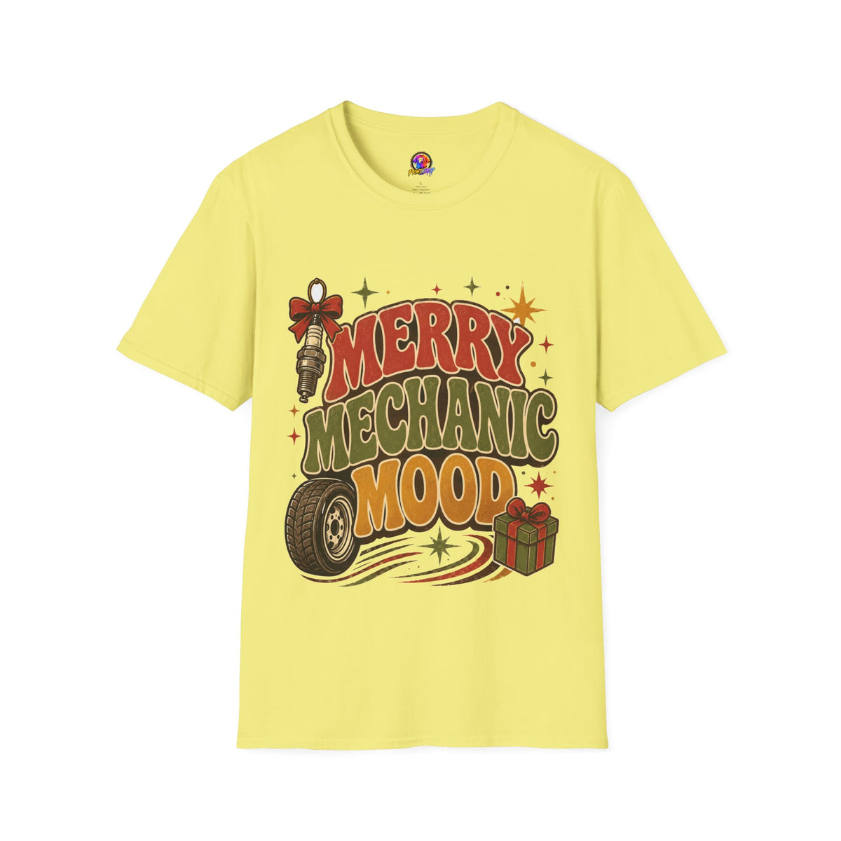 Merry Mechanic Mood T‑Shirt — Retro Holiday Auto Technician Gift