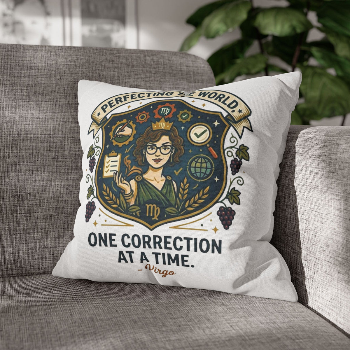 Virgo Pillow Cover pillowcase — "Perfecting the World One Correction at a Time" Decorative Cushion Case