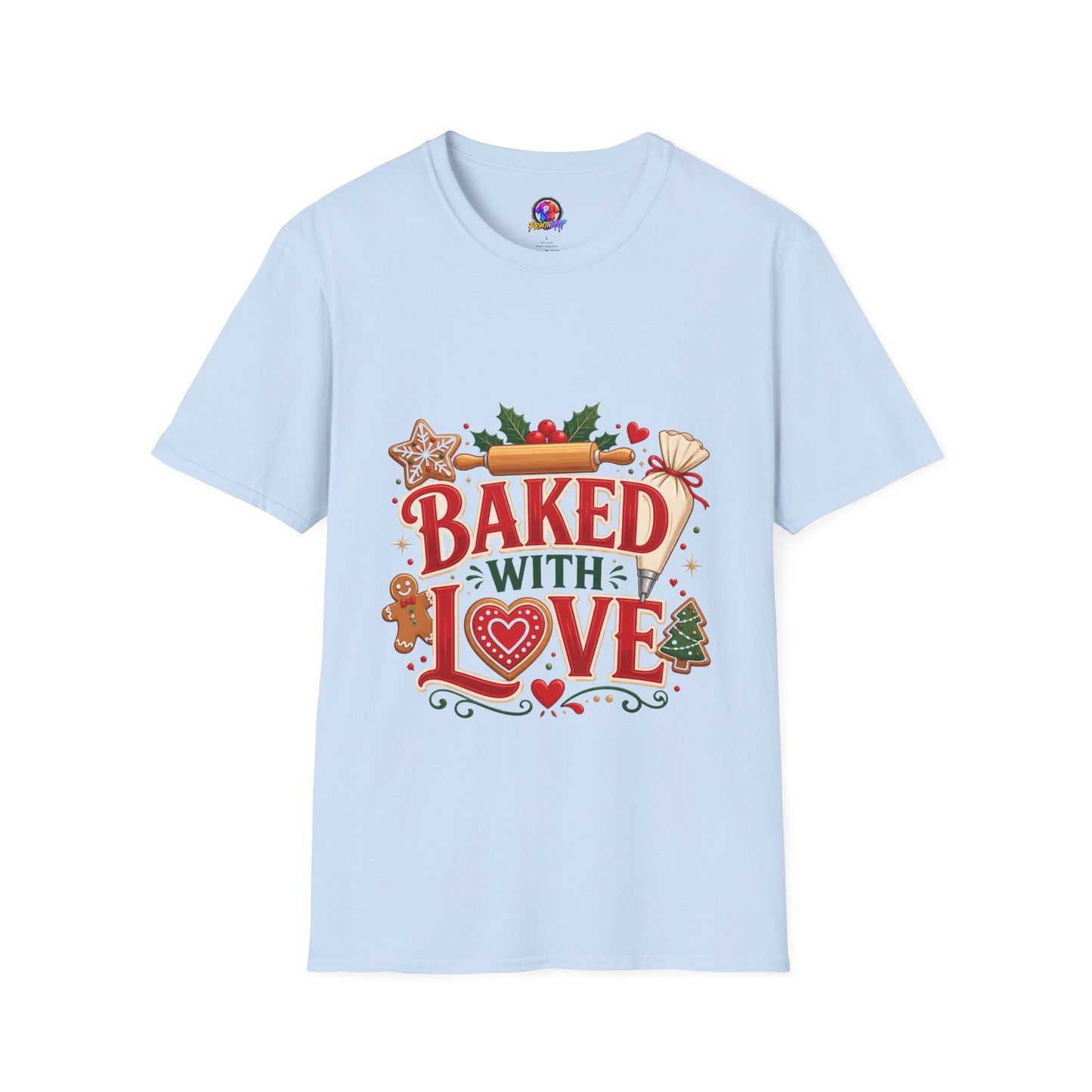 Baked With Love T-Shirt — Holiday Baking Christmas Cookie Chef Tee
