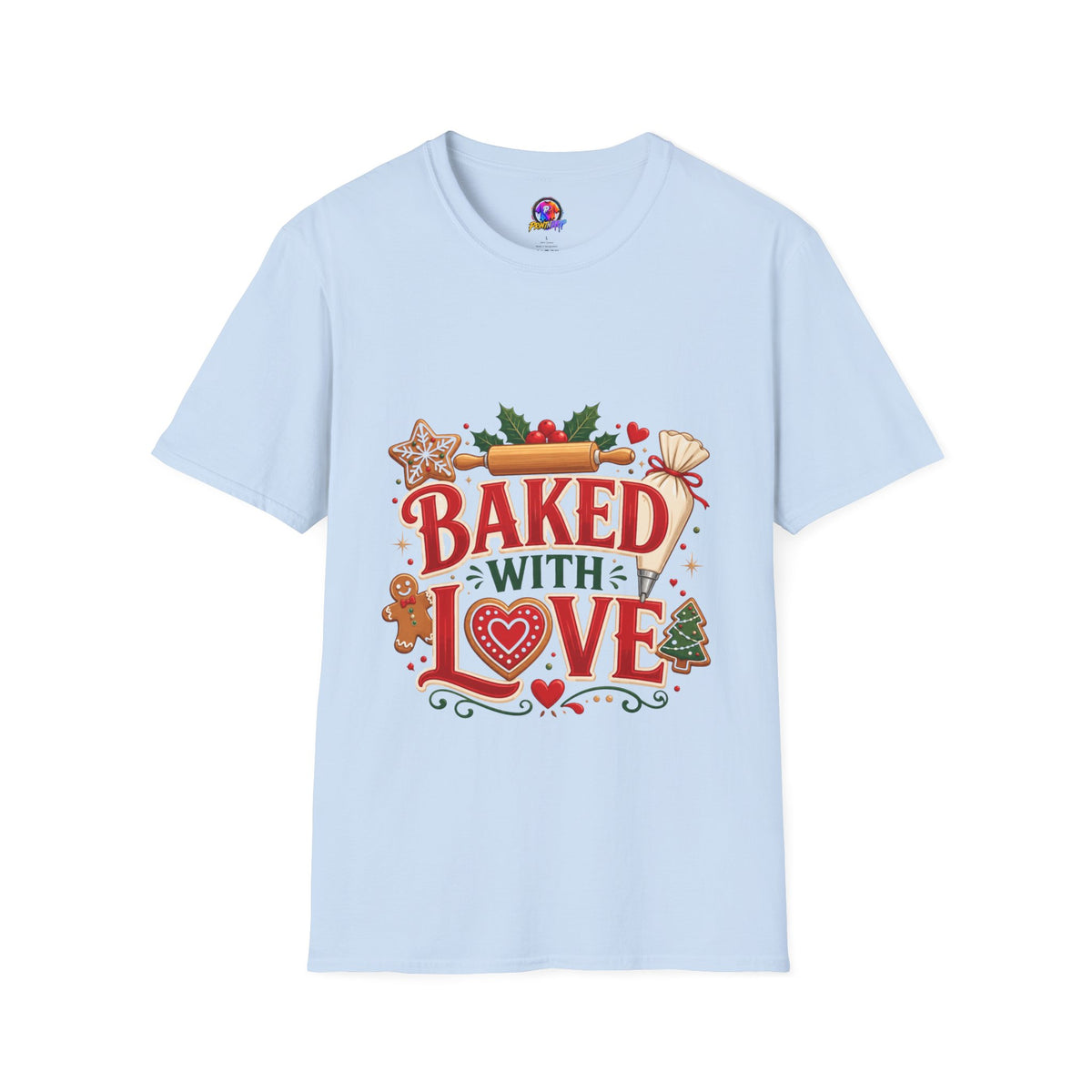 Baked With Love T-Shirt — Holiday Baking Christmas Cookie Chef Tee