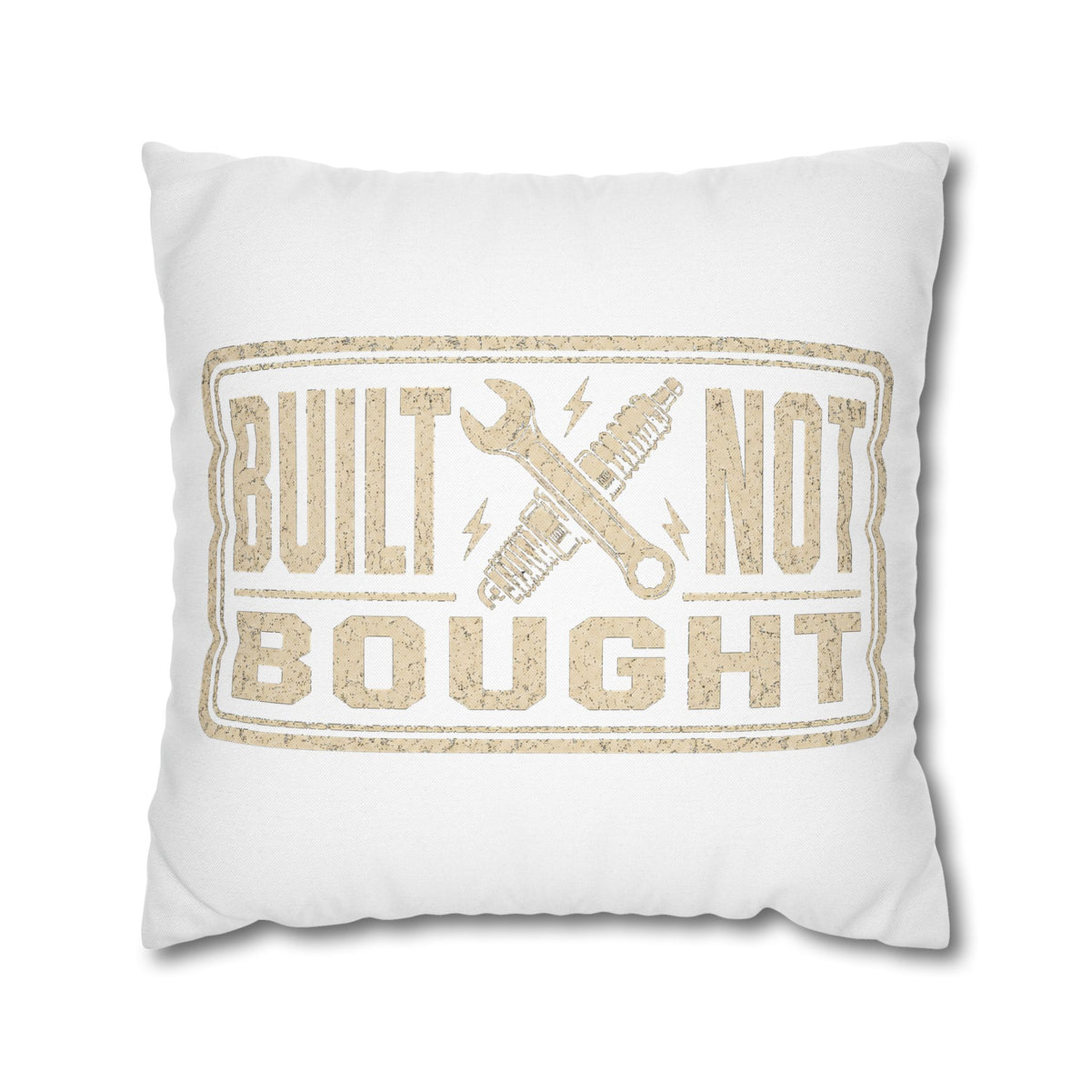 Built Not Bought Pillowcase Milo Bailey Dog Dad Mom — Rustic Mechanic Accent Pillow