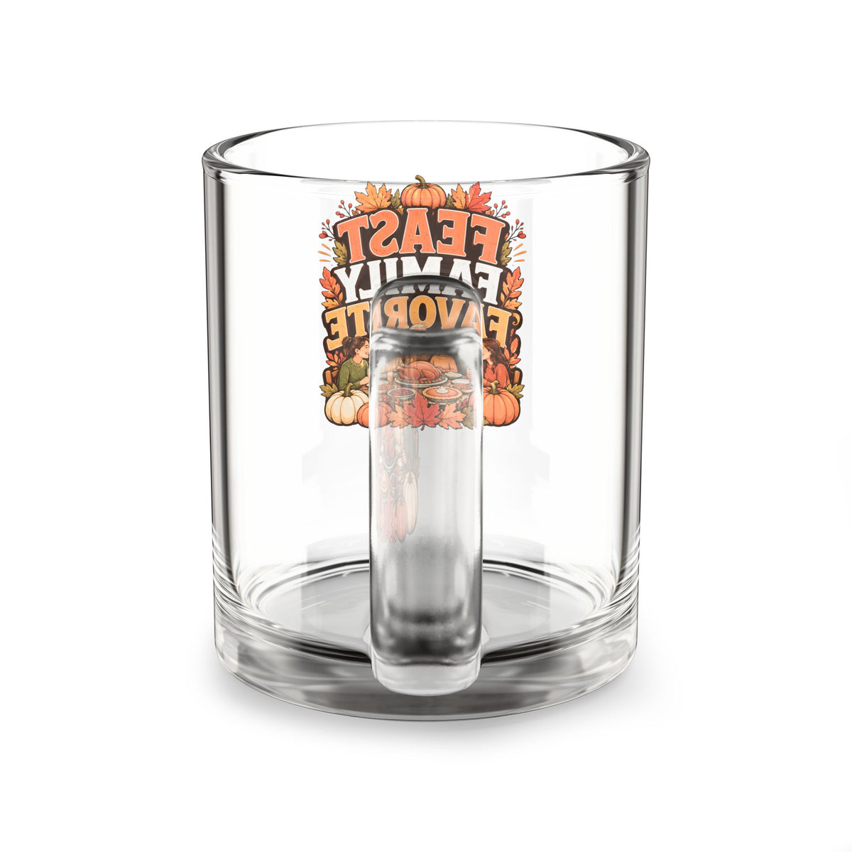 Feast Family Favorite 10oz Glass Mug — Thanksgiving Pumpkin Harvest Coffee Cup