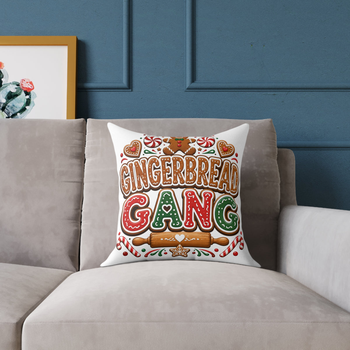 Christmas Gingerbread Gang Holiday Throw Pillow