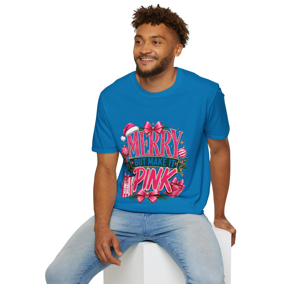 Christmas T-Shirt — "Merry But Make It Pink" Holiday Tee