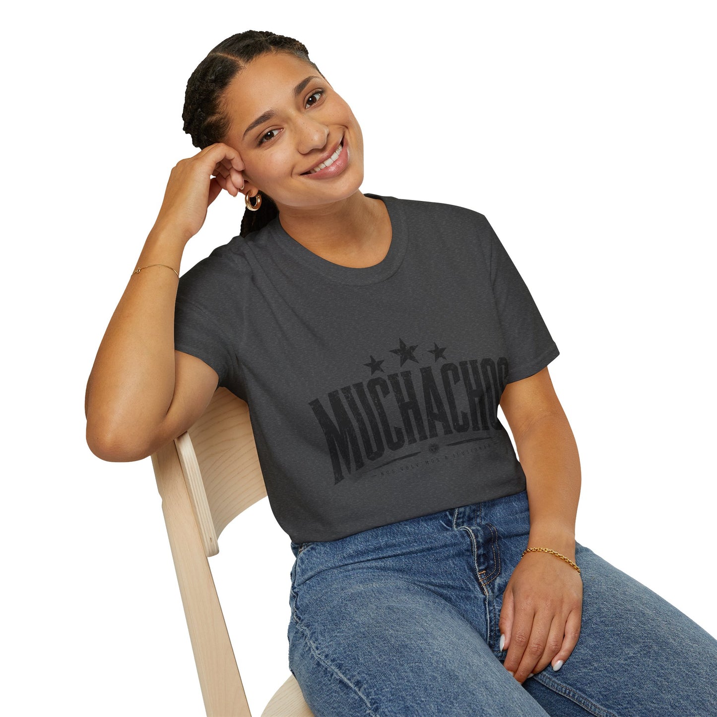 Muchachos Graphic T‑Shirt — Vintage Distressed Crew Tee - Argentina Song, slogan, favorite chant