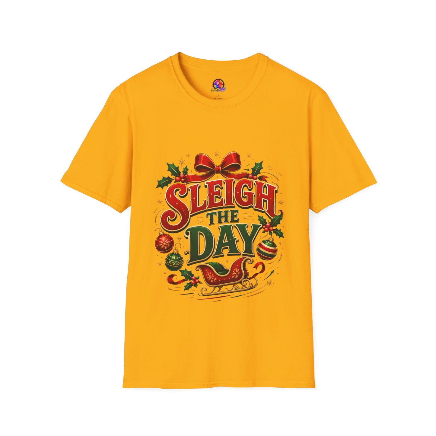 Christmas T-Shirt — "Sleigh the Day" Holiday Graphic Tee