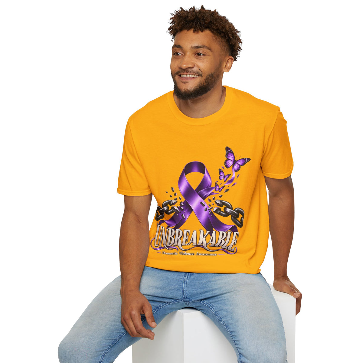 Unbreakable Purple Ribbon T-Shirt —Domestic Violence  Awareness Support Tee