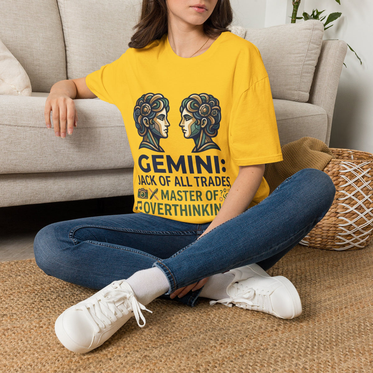 Gemini Zodiac T‑Shirt — Vintage Twins Astrology Tee ("Gemini: Jack of All Trades")