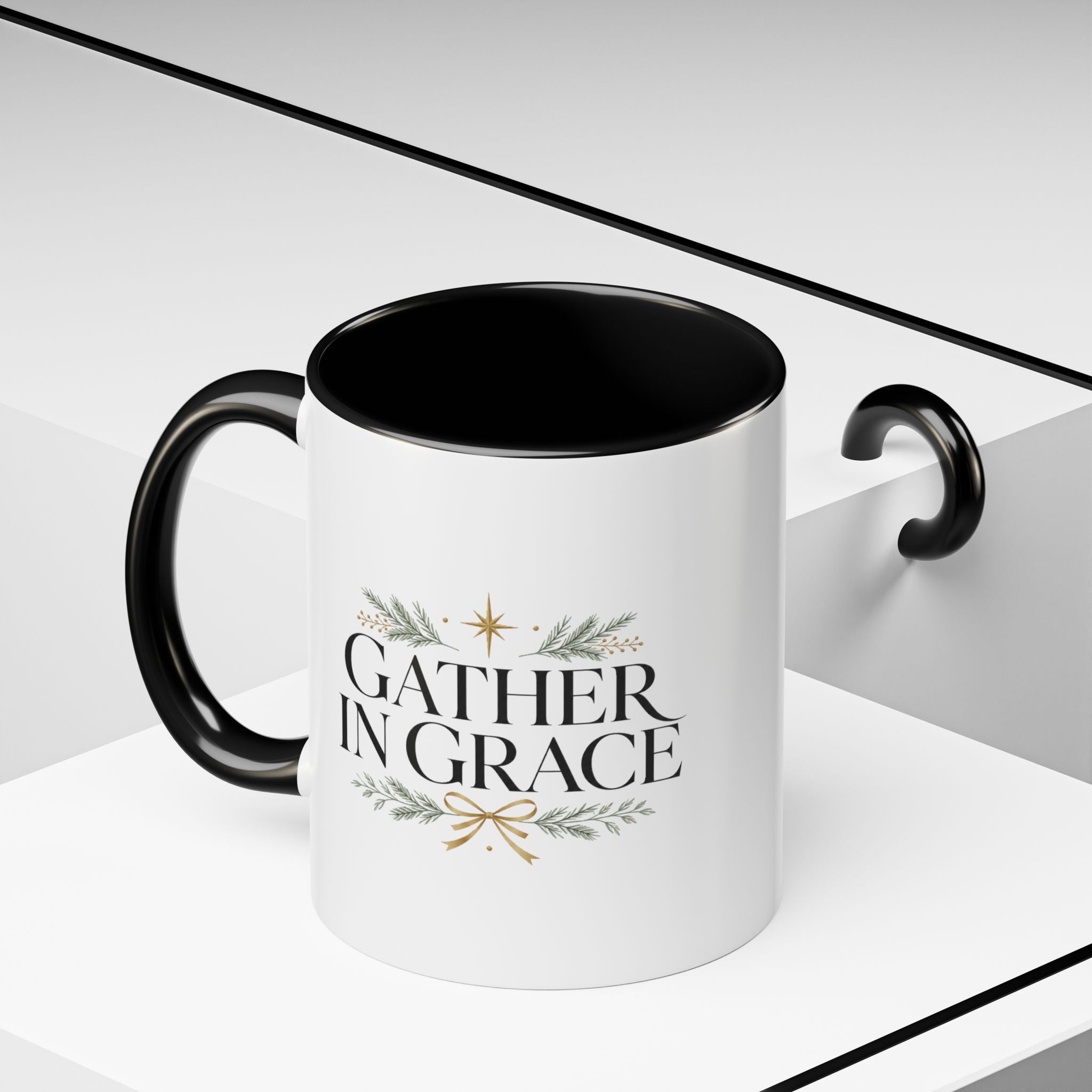 Christmas Gather in Grace Coffee Mug — Inspirational Holiday Accent Mug