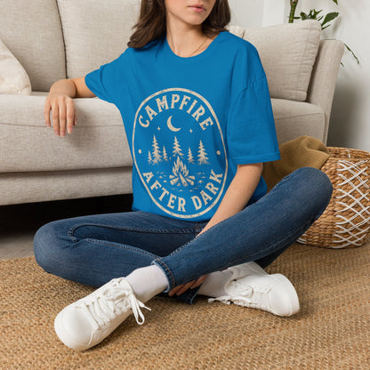 Campfire T-Shirt — 'Campfire After Dark' Vintage Moon & Trees Graphic