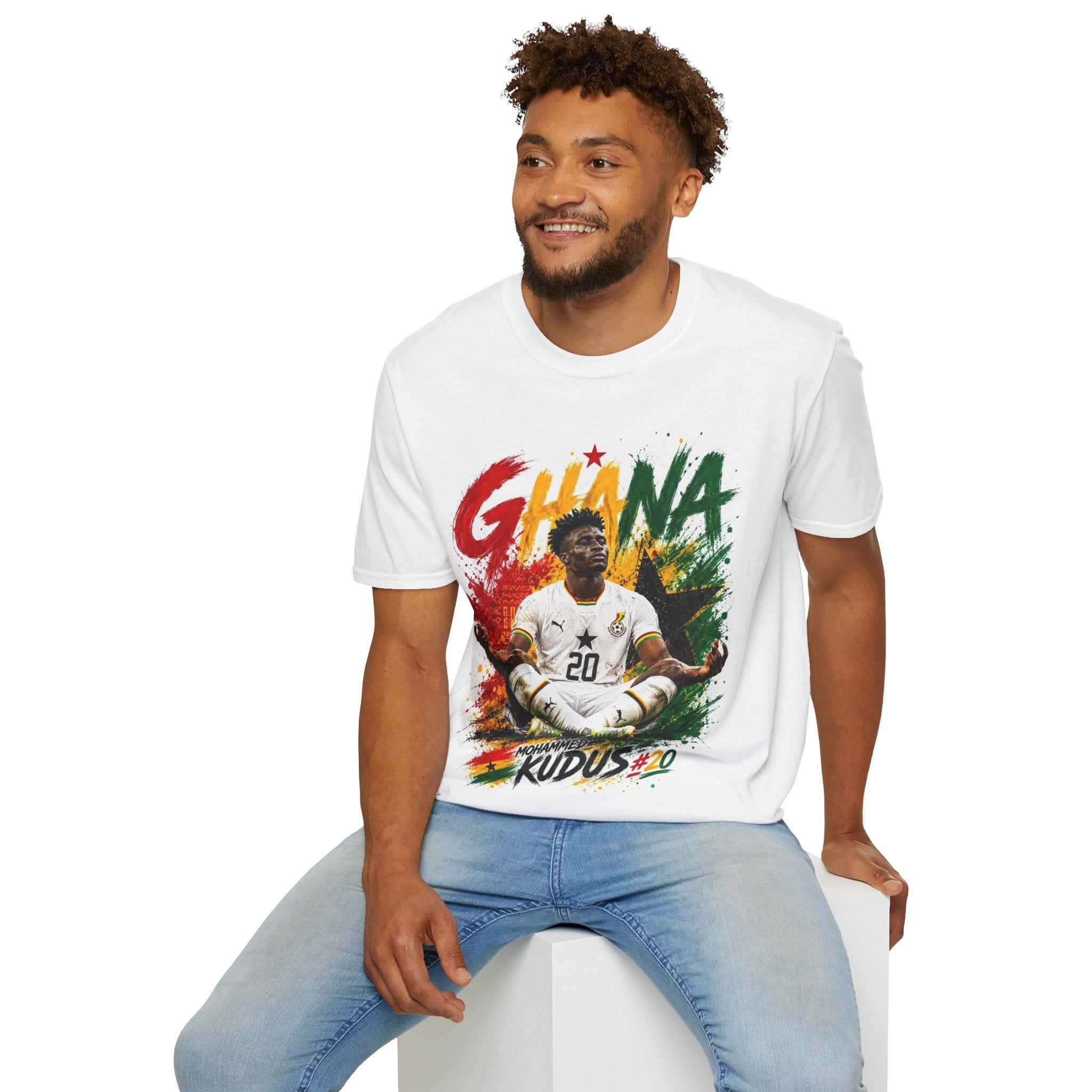Ghana Football Player Graphic T-Shirt — Ghana Colors & Kudus Print