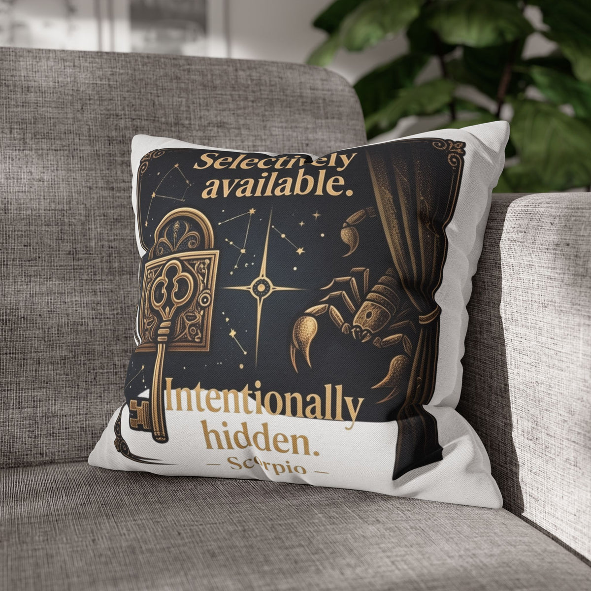 Scorpio Decorative Pillow pillowcase - "Selectively Available. Intentionally Hidden." Astrological Accent Pillow