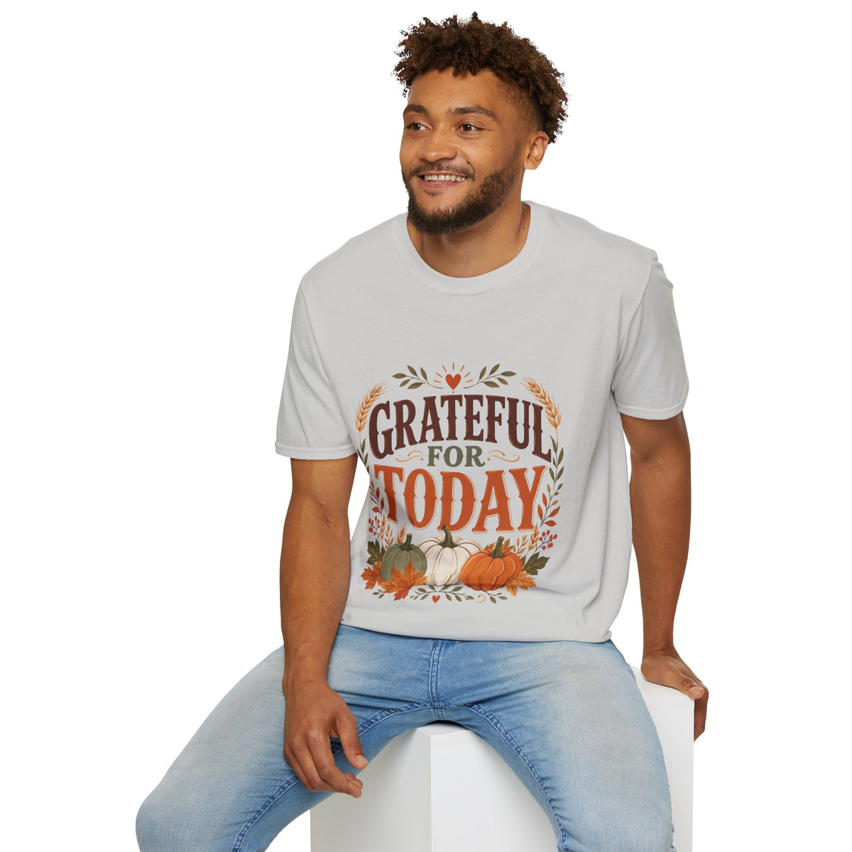 Thanksgiving T-Shirt Grateful For Today T-Shirt — Fall Pumpkin Thanksgiving Casual Tee