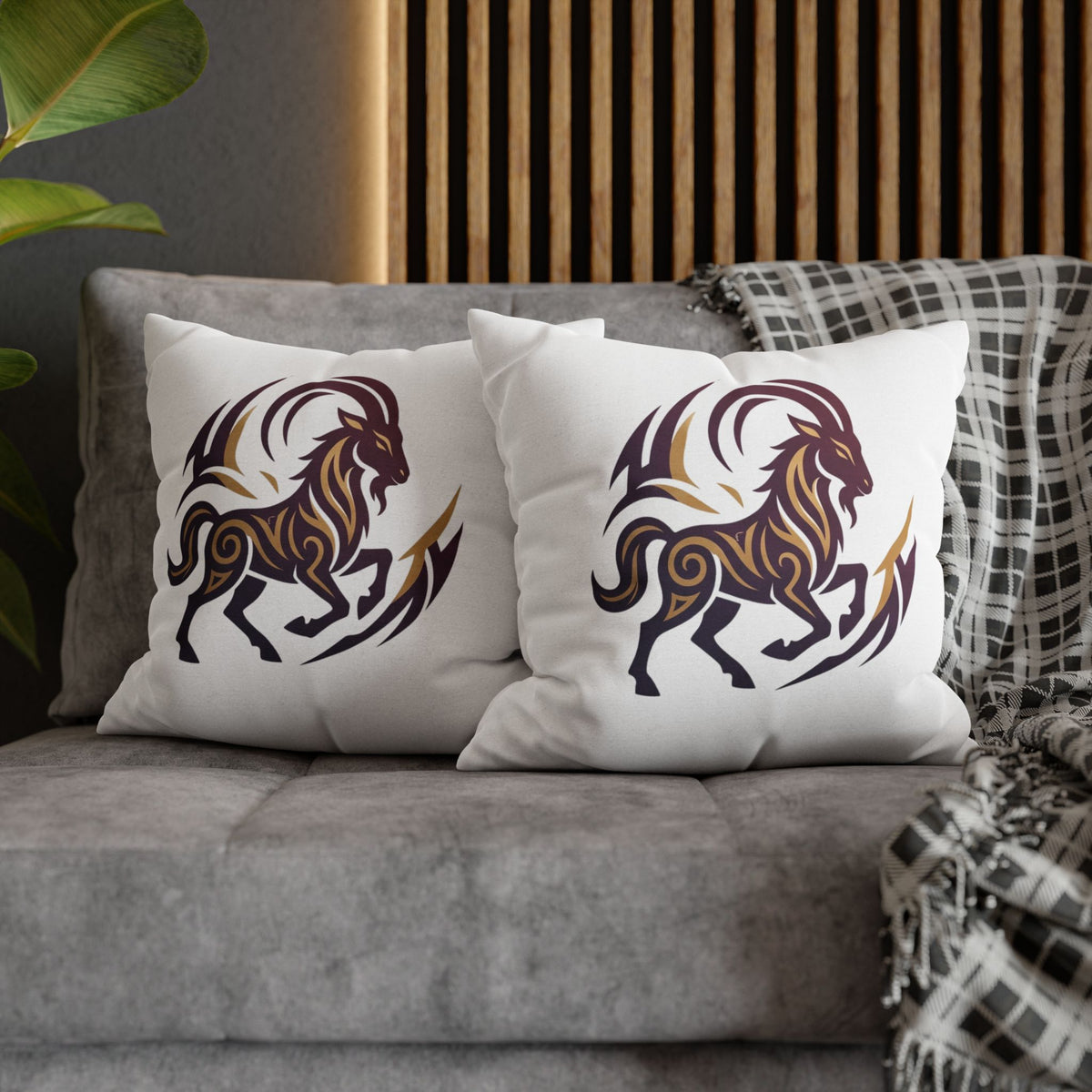 Capricorn Tribal Goat Decorative Pillowcase — Zodiac Accent Pillow