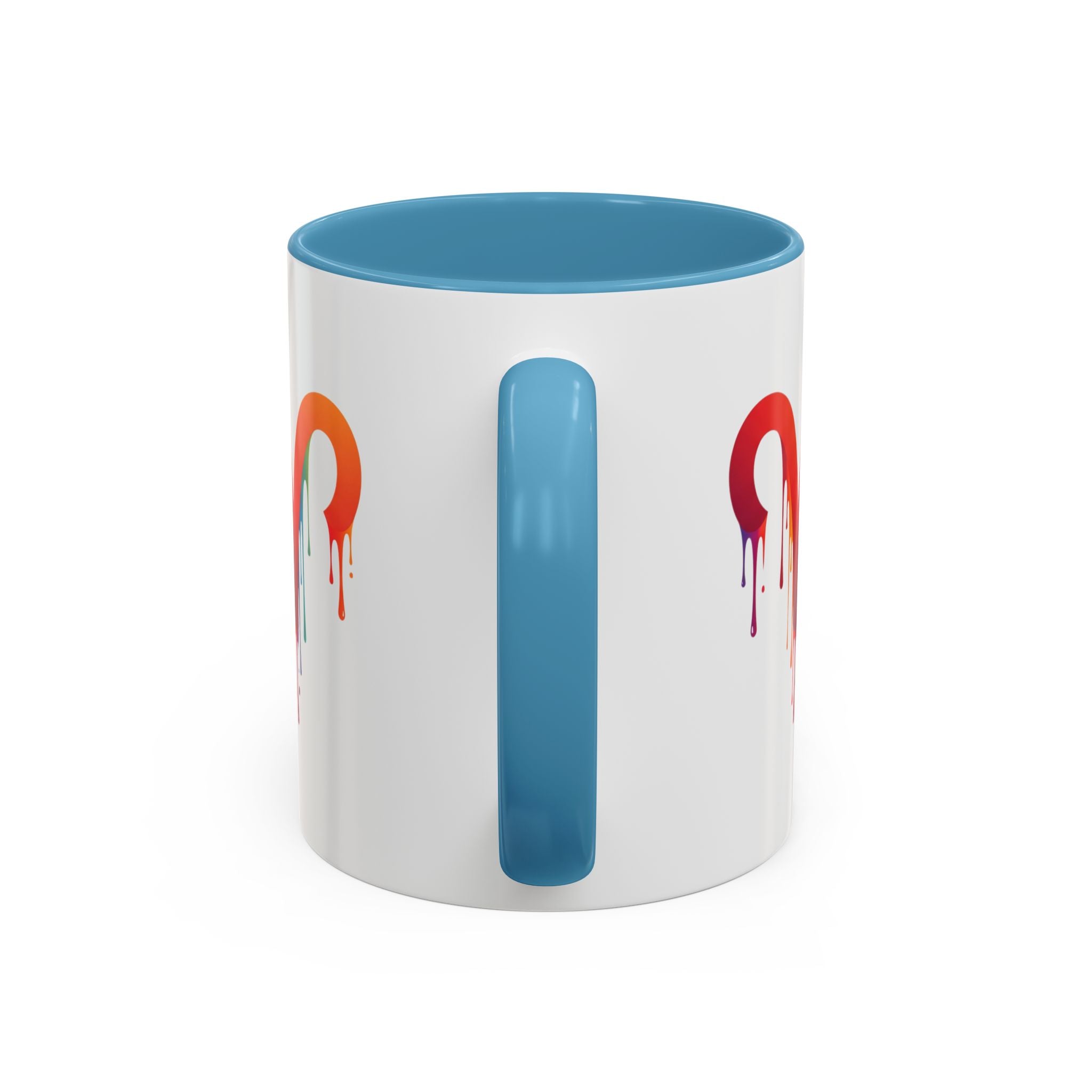 Rainbow Drip Heart Coffee Mug — Colorful Art Accent Mug