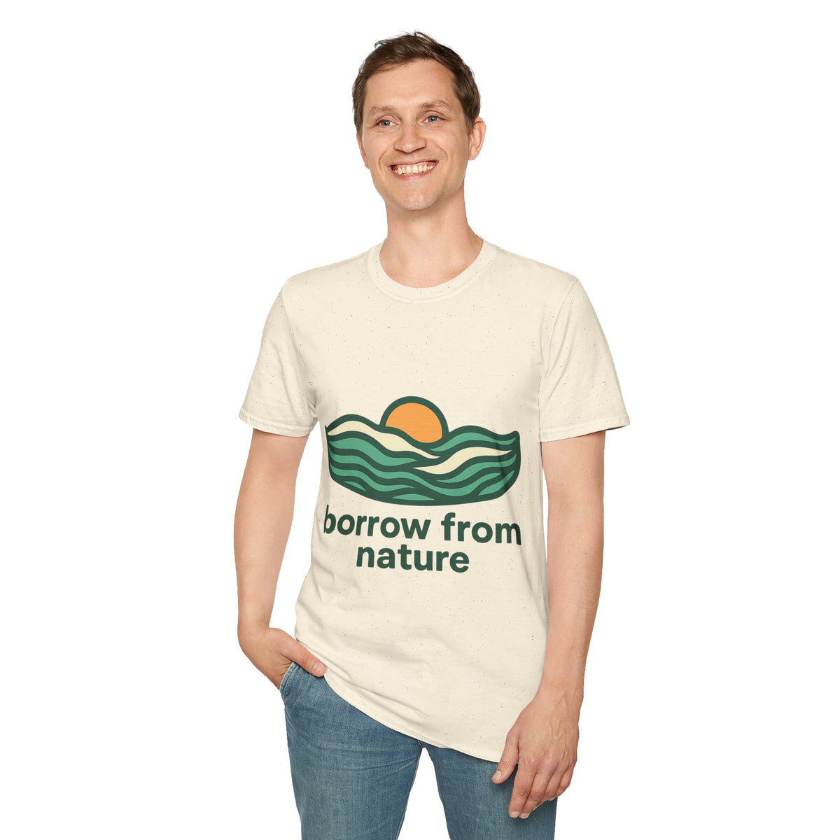 Borrow From Nature T-Shirt — Retro Sunset Eco Graphic Tee - Trending Now - September 2026