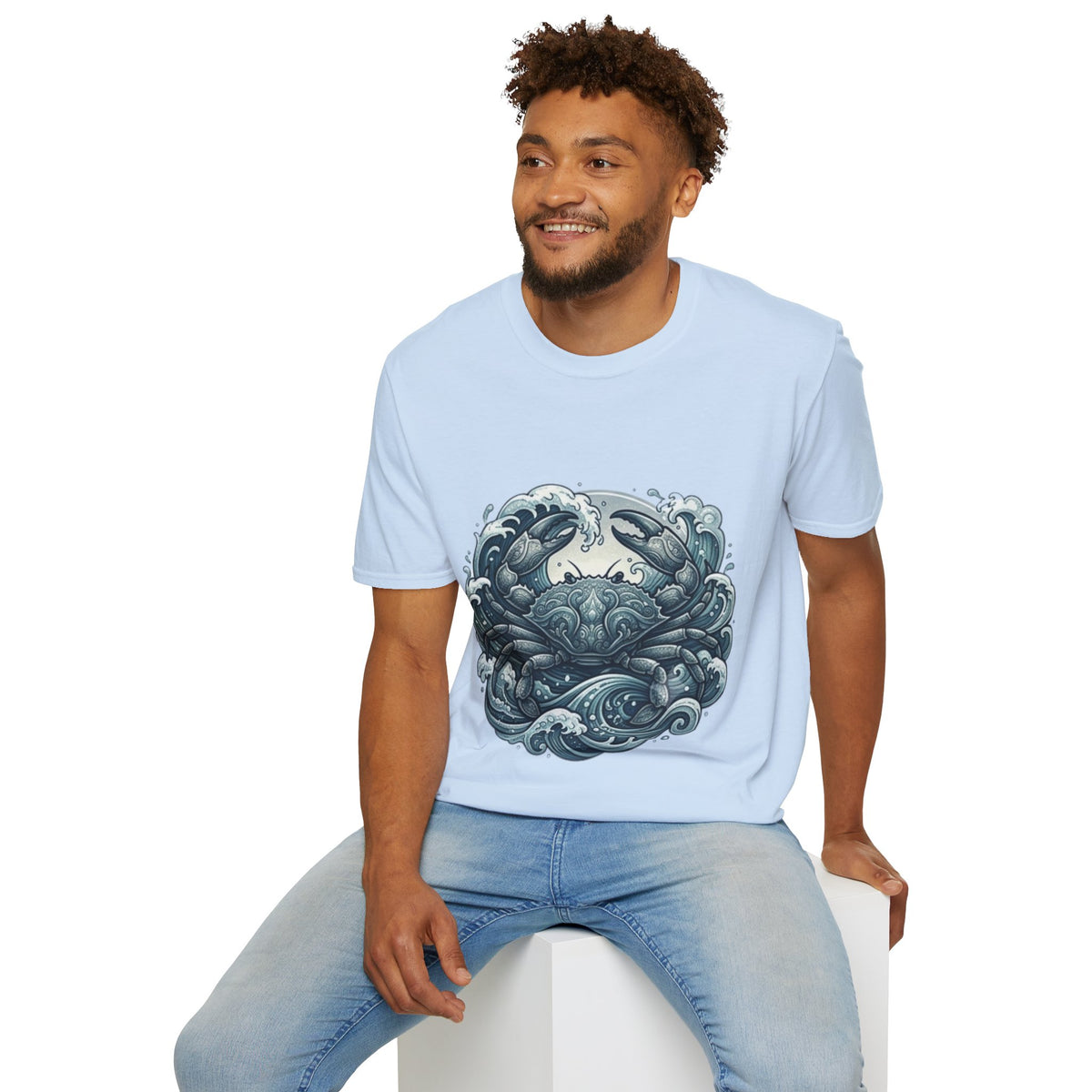 Crab and Waves Graphic T-Shirt — Coastal Oceanic Nautical Tee