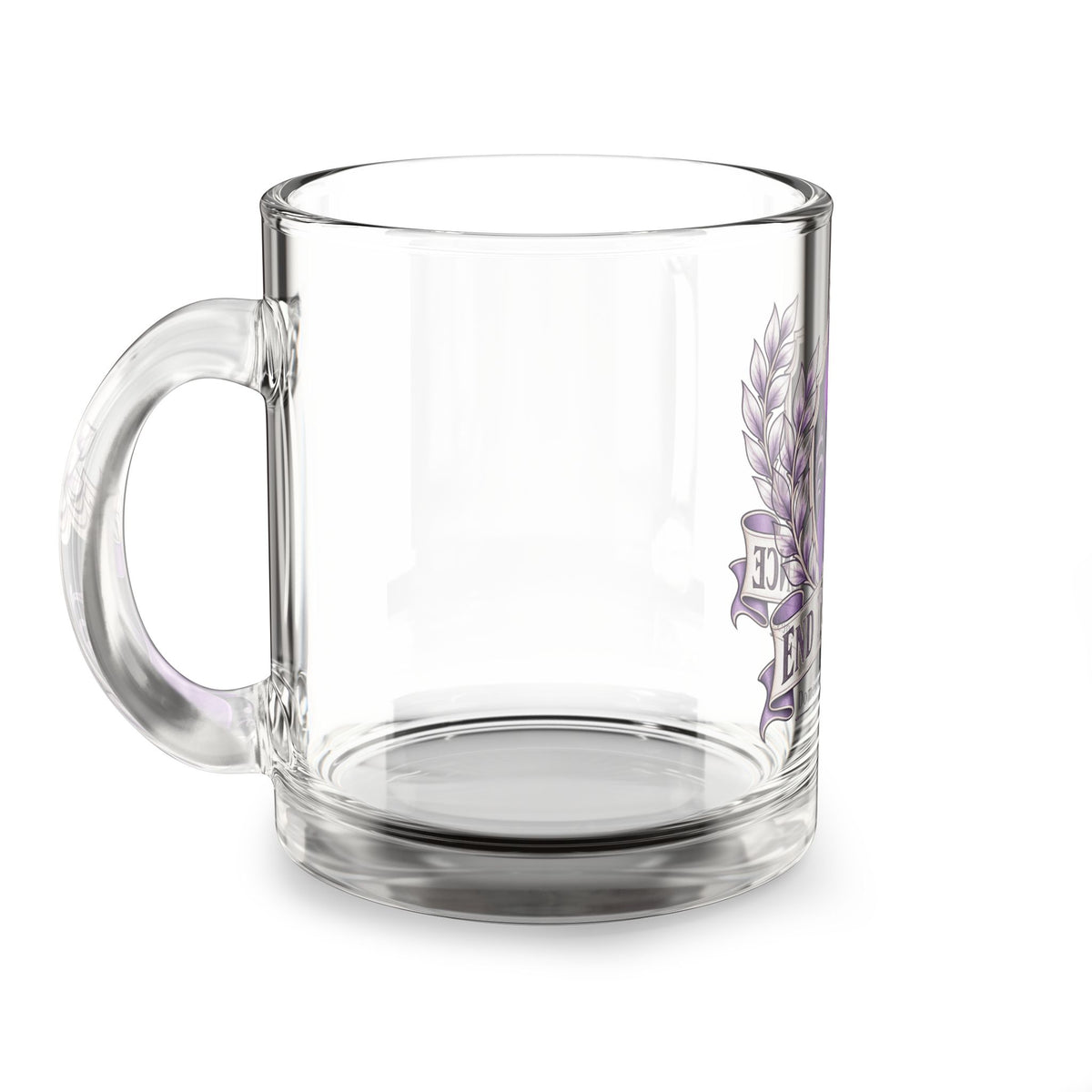 End The Silence Purple Ribbon Glass Mug — Domestic Violence Awareness 10oz