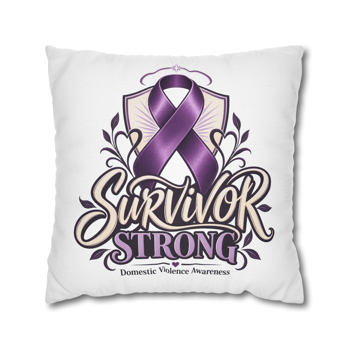 Survivor Strong Domestic Violence Awareness Square Pillowcase