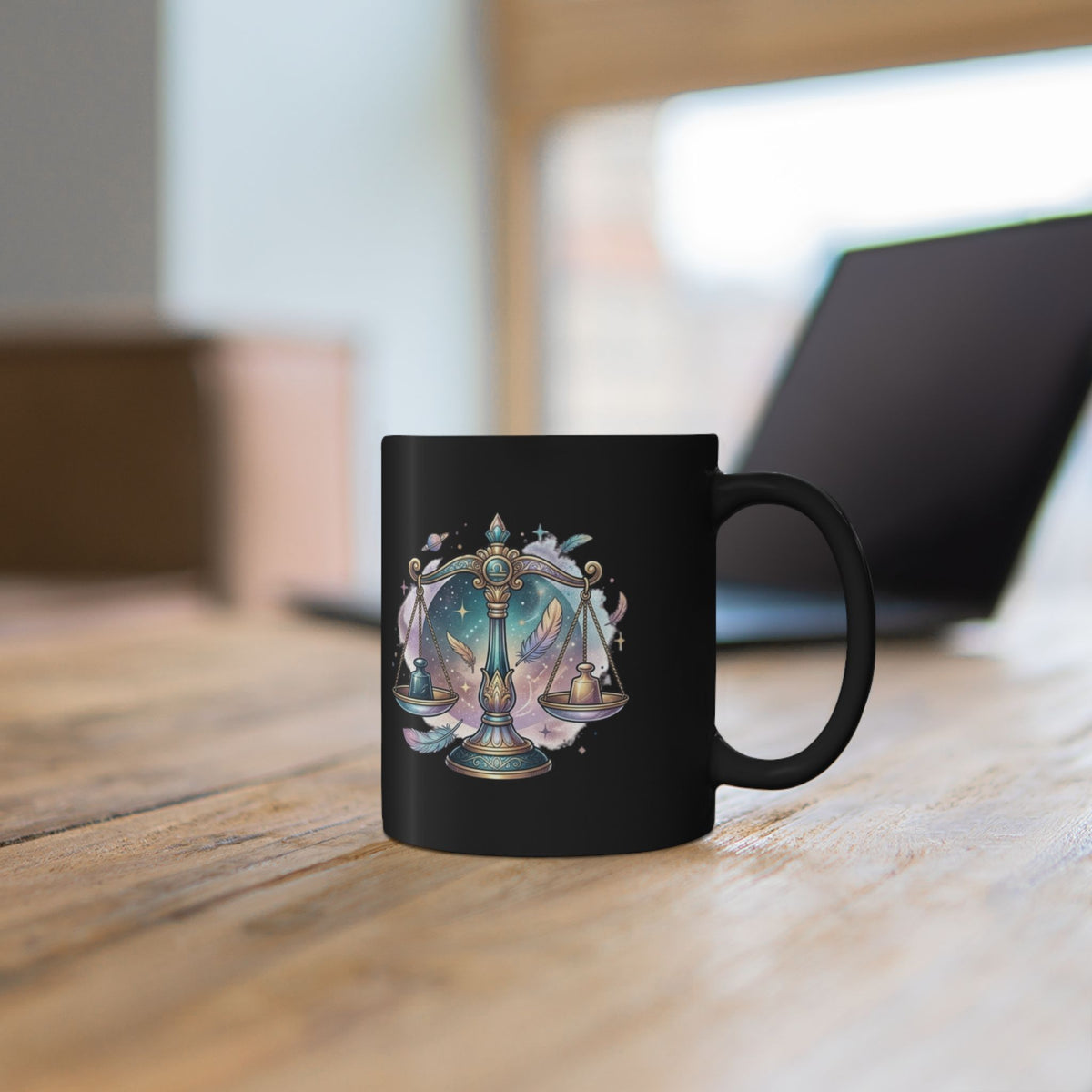 Libra Zodiac Libra Scales Mug — Zodiac Astrology Black Coffee Cup