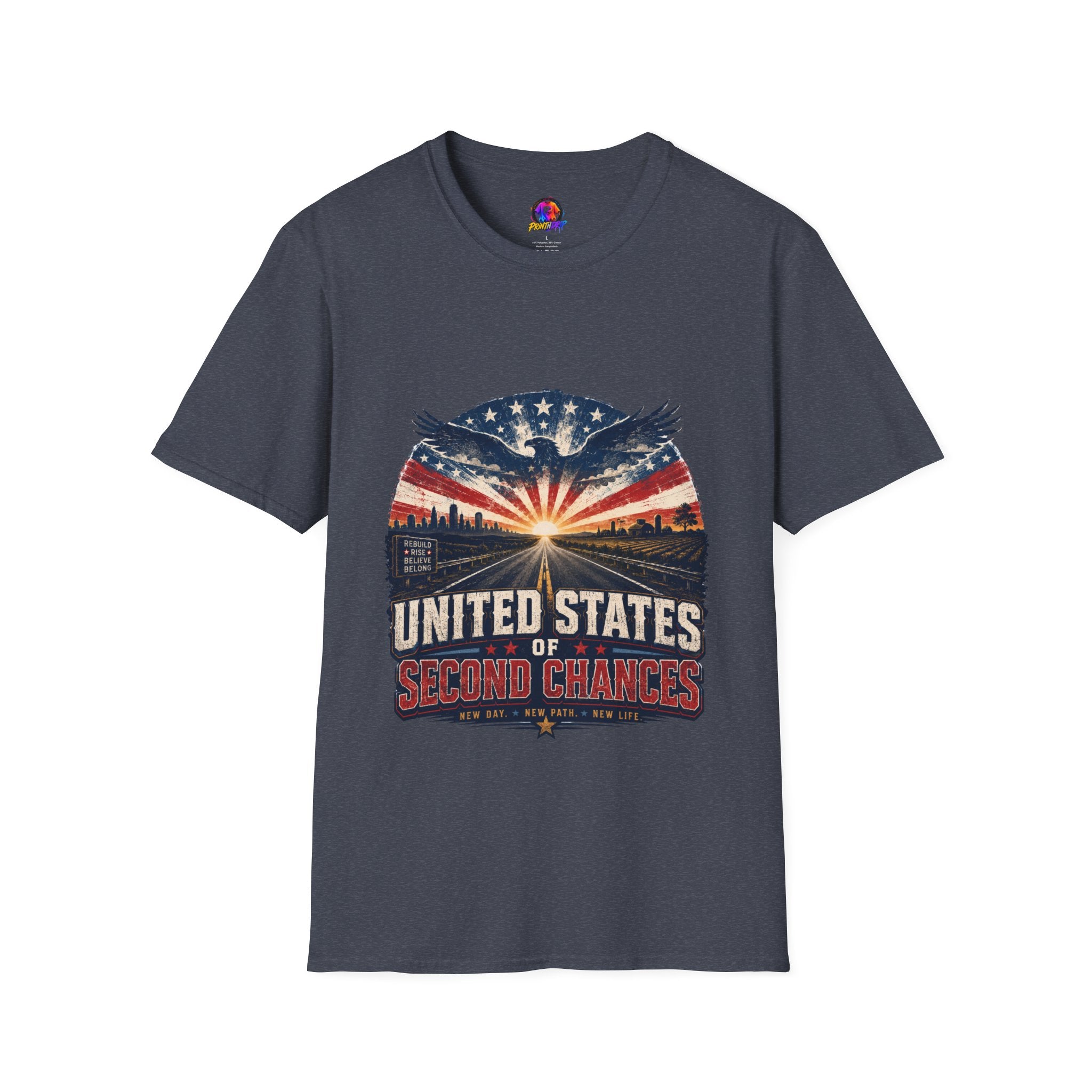 Patriotic Eagle T-Shirt — United States Skyline Vintage Flag Design