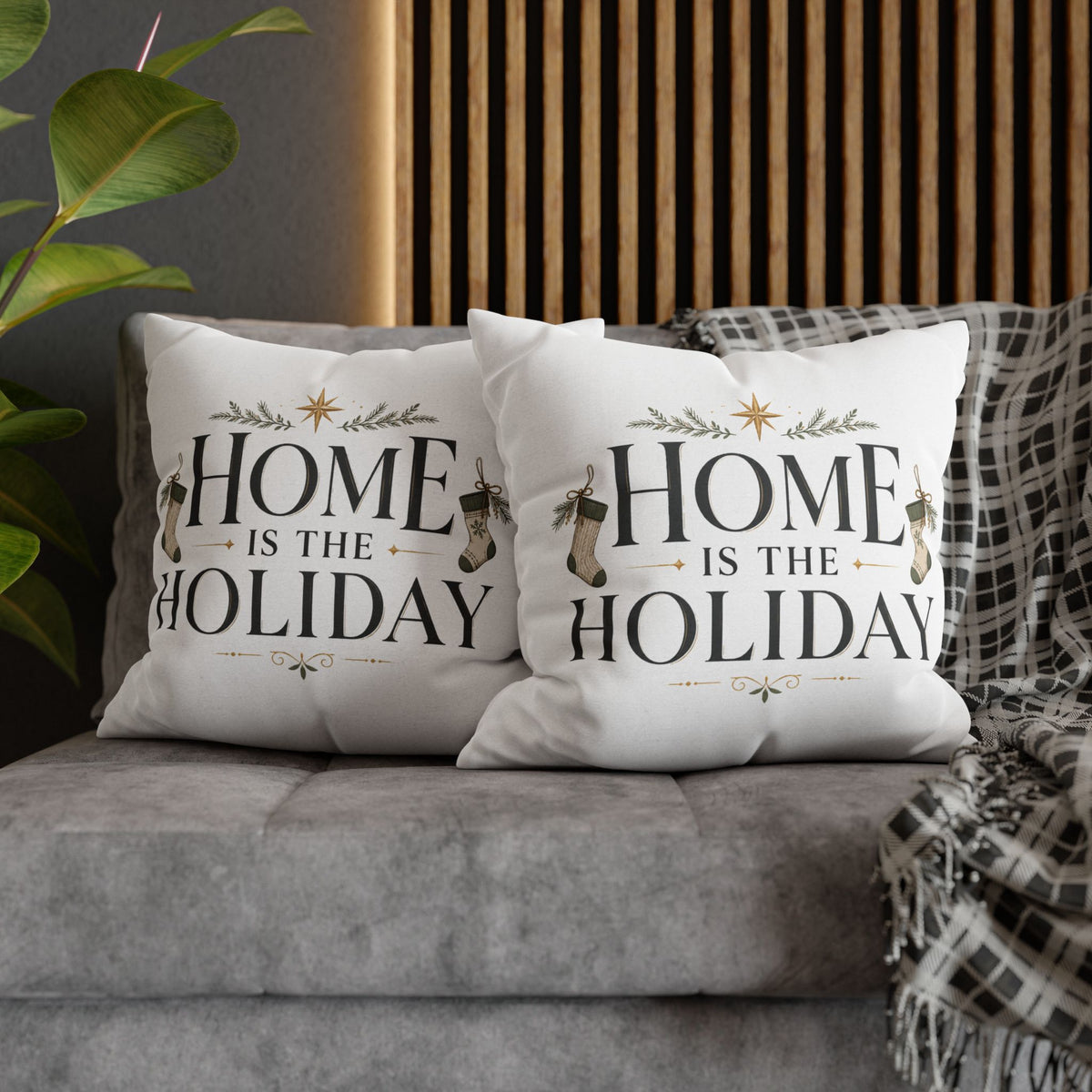 Christmas Home Is the Holiday Throw Pillowcase — Festive Holiday Decorative Pillow Cover
