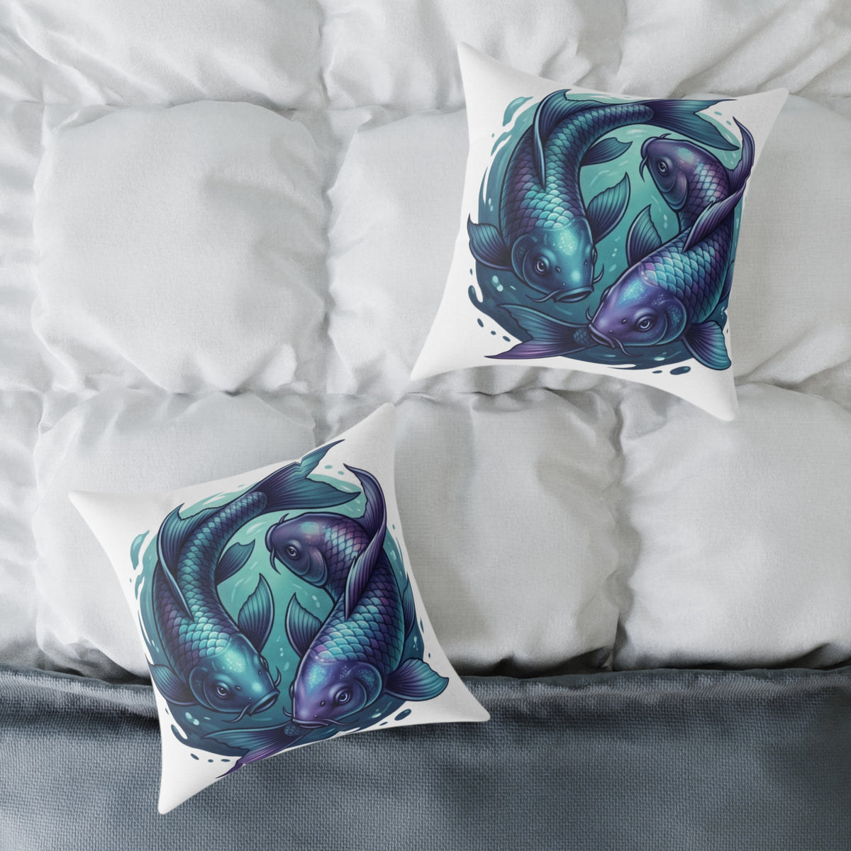 Pisces Zodiac Navy Blue Square Poly Canvas Pillow