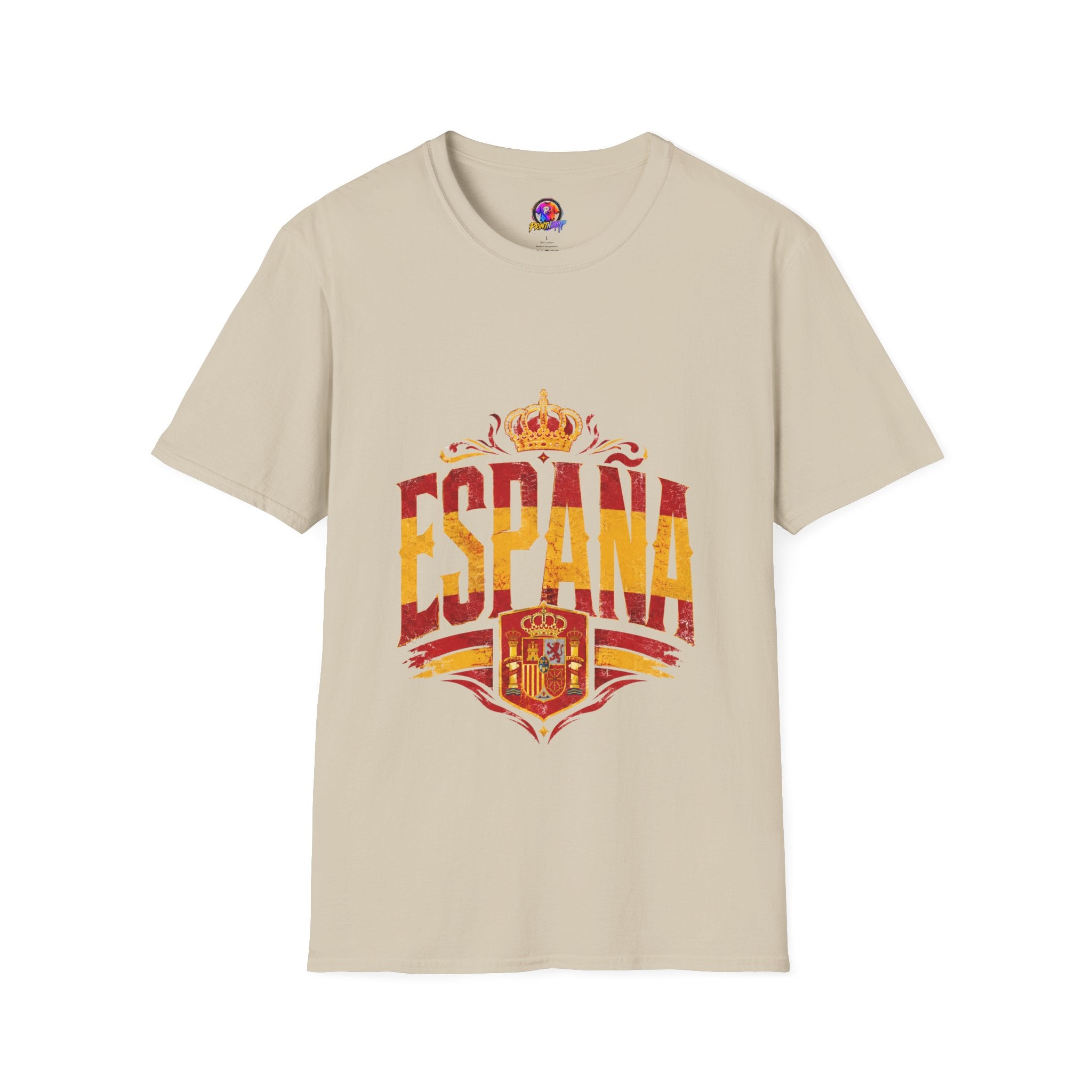 Spain Crown Graphic T-Shirt — Spanish Flag Vintage Crest Tee
