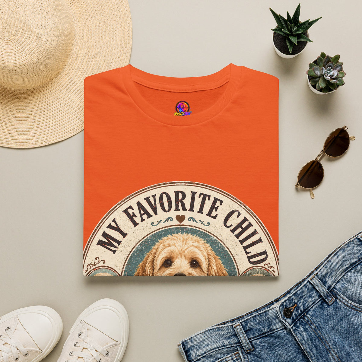 Dog Mom T-Shirt — "My Favorite Child" Cute Goldendoodle Graphic Tee
