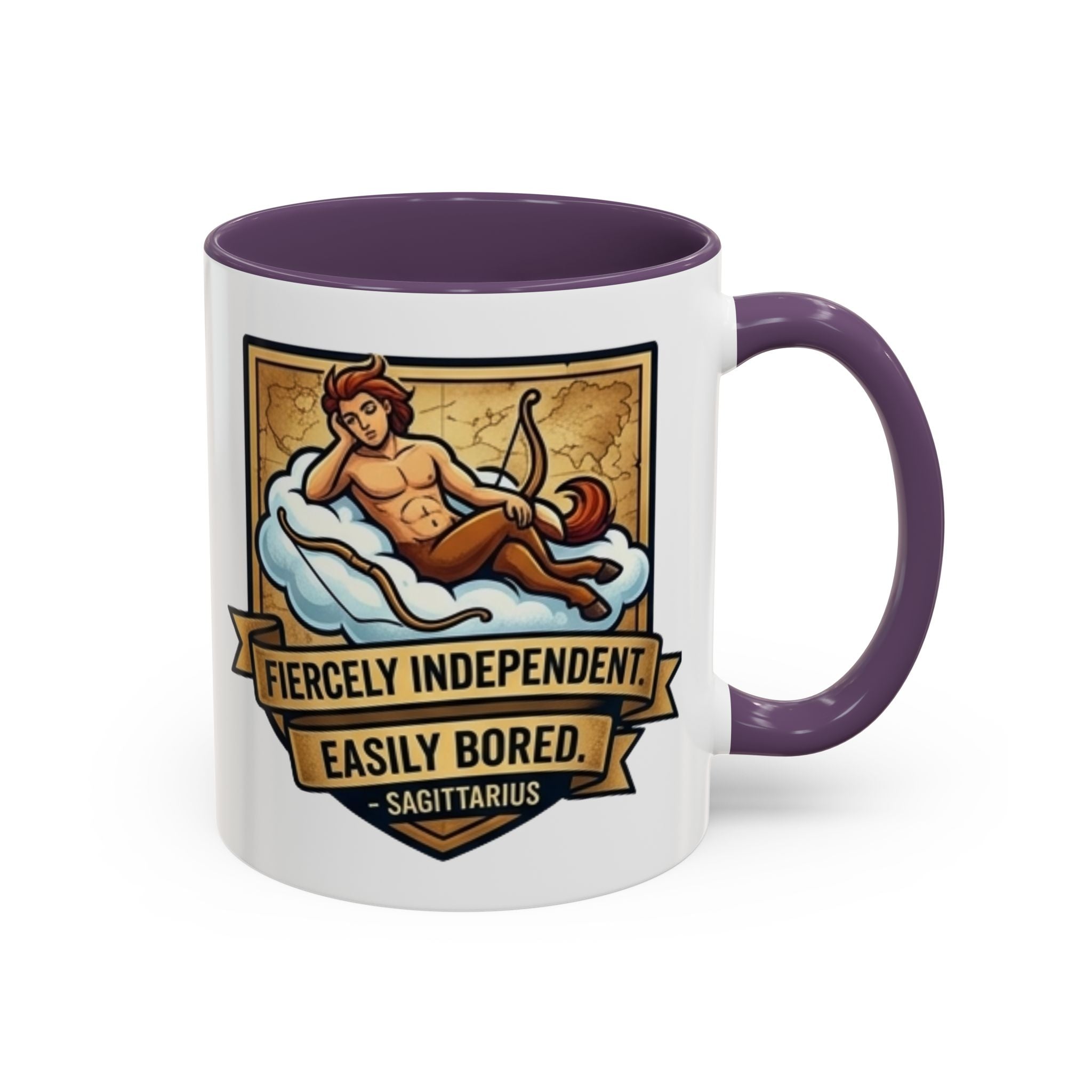 Sagittarius Coffee Mug — "Fiercely Independent, Easily Bored" Zodiac Accent Mug (11/15 oz)