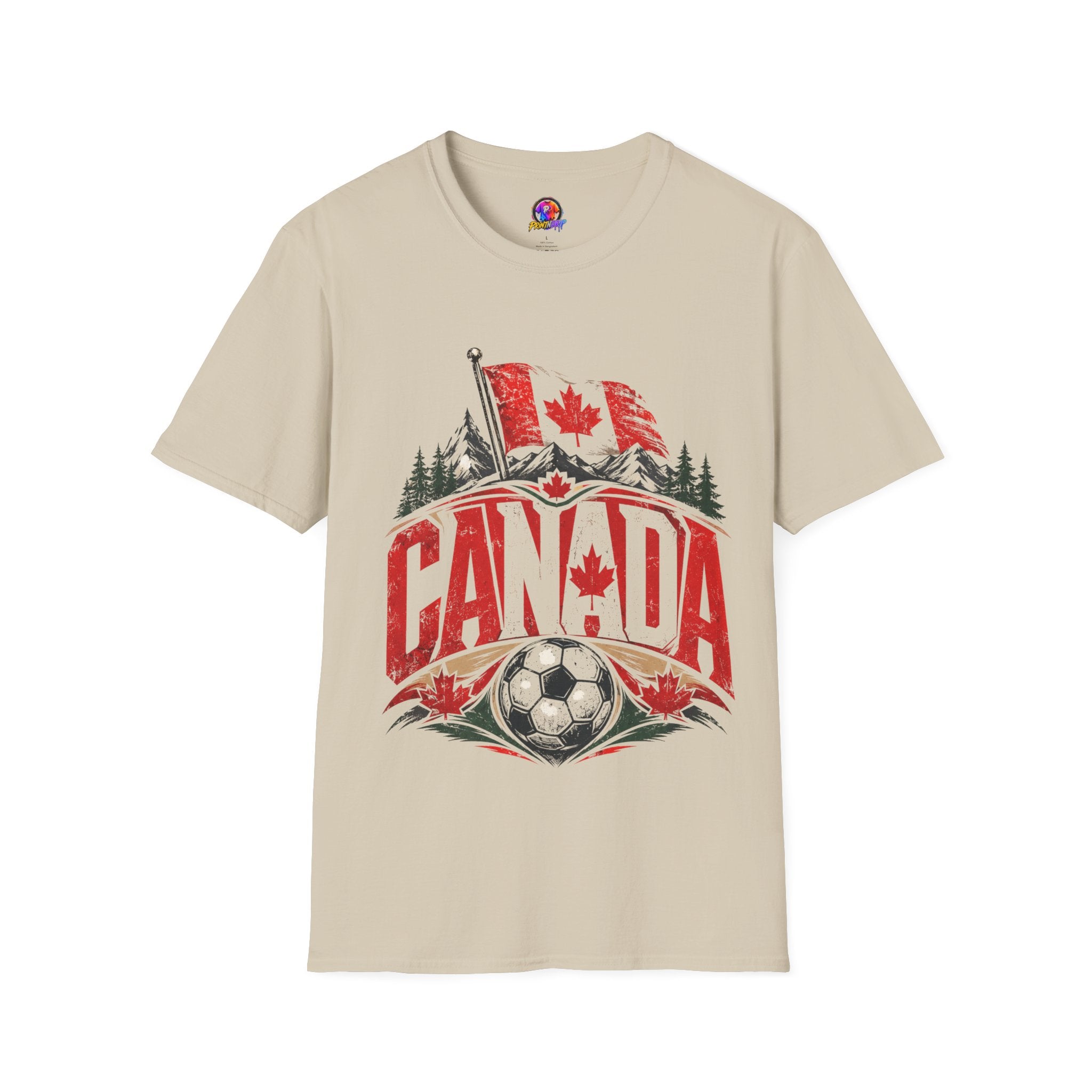 Canada Soccer T‑Shirt — Canadian Flag & Maple Leaf Crest