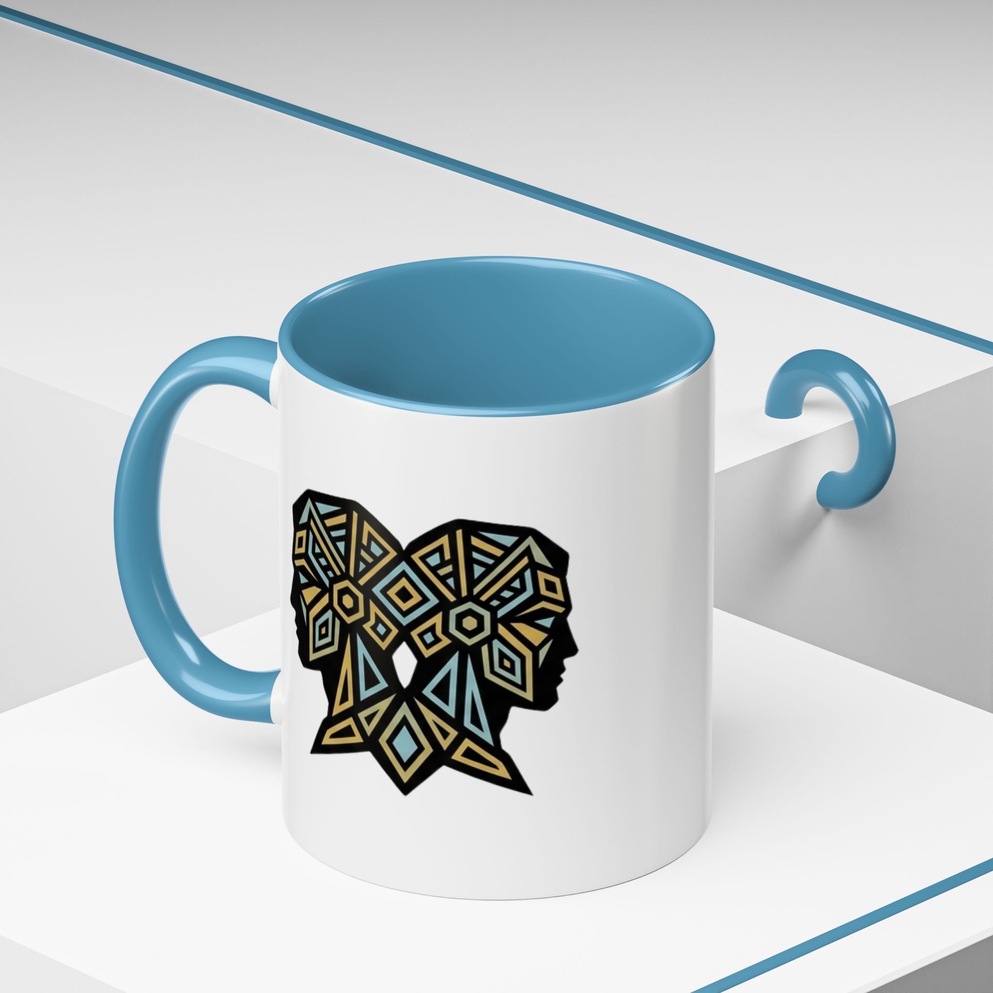 Geometric Elephant Accent Coffee Mug — Tribal Mosaic Design