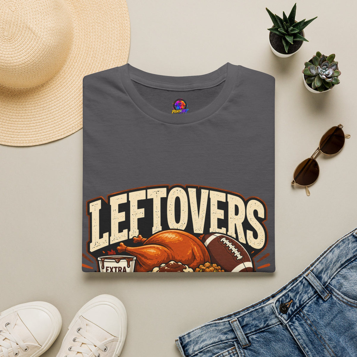 Thanksgiving T-Shirt Leftovers Legend T-Shirt — Thanksgiving Football Turkey Graphic Tee