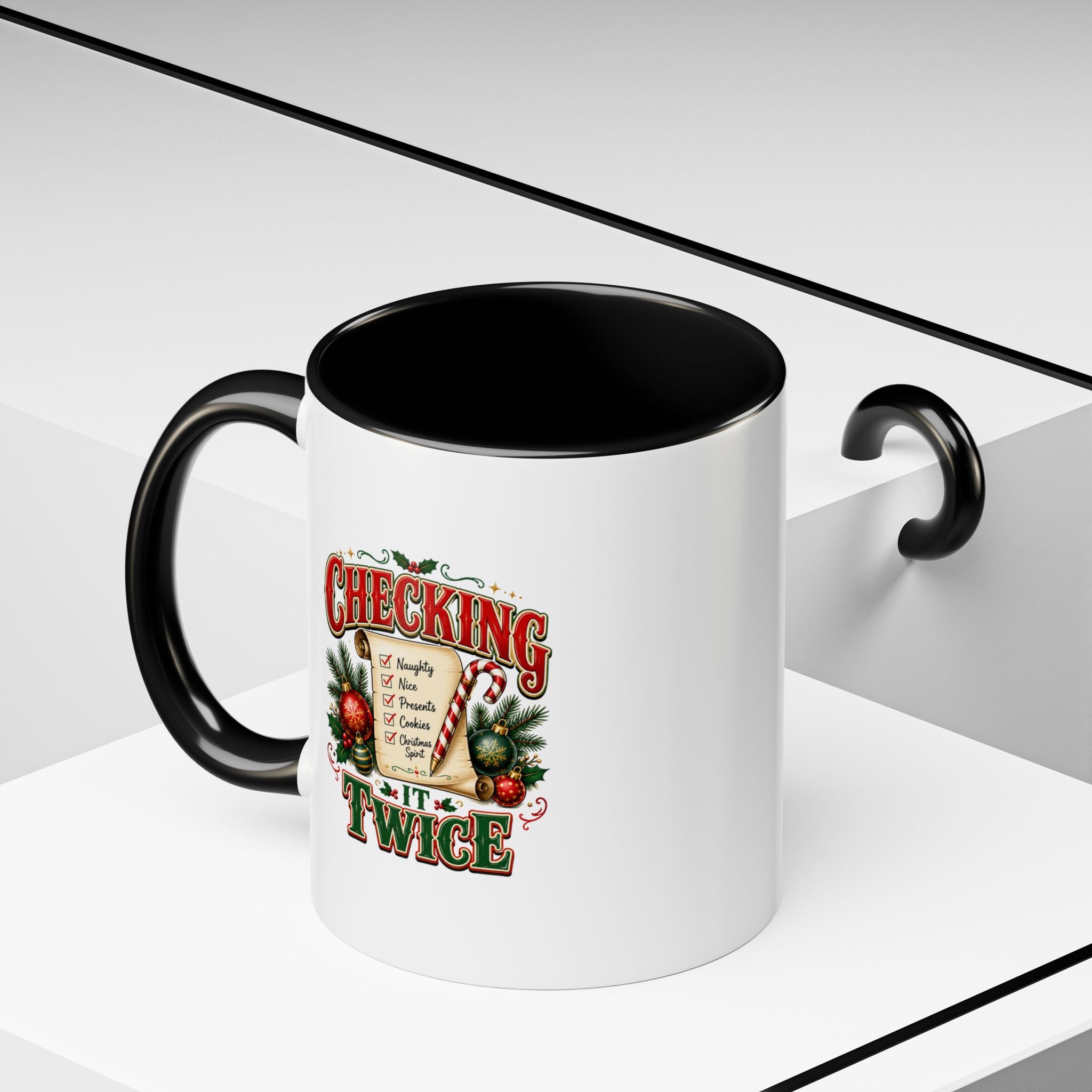 Checking It Twice Christmas Coffee Mug — Holiday Checklist Design