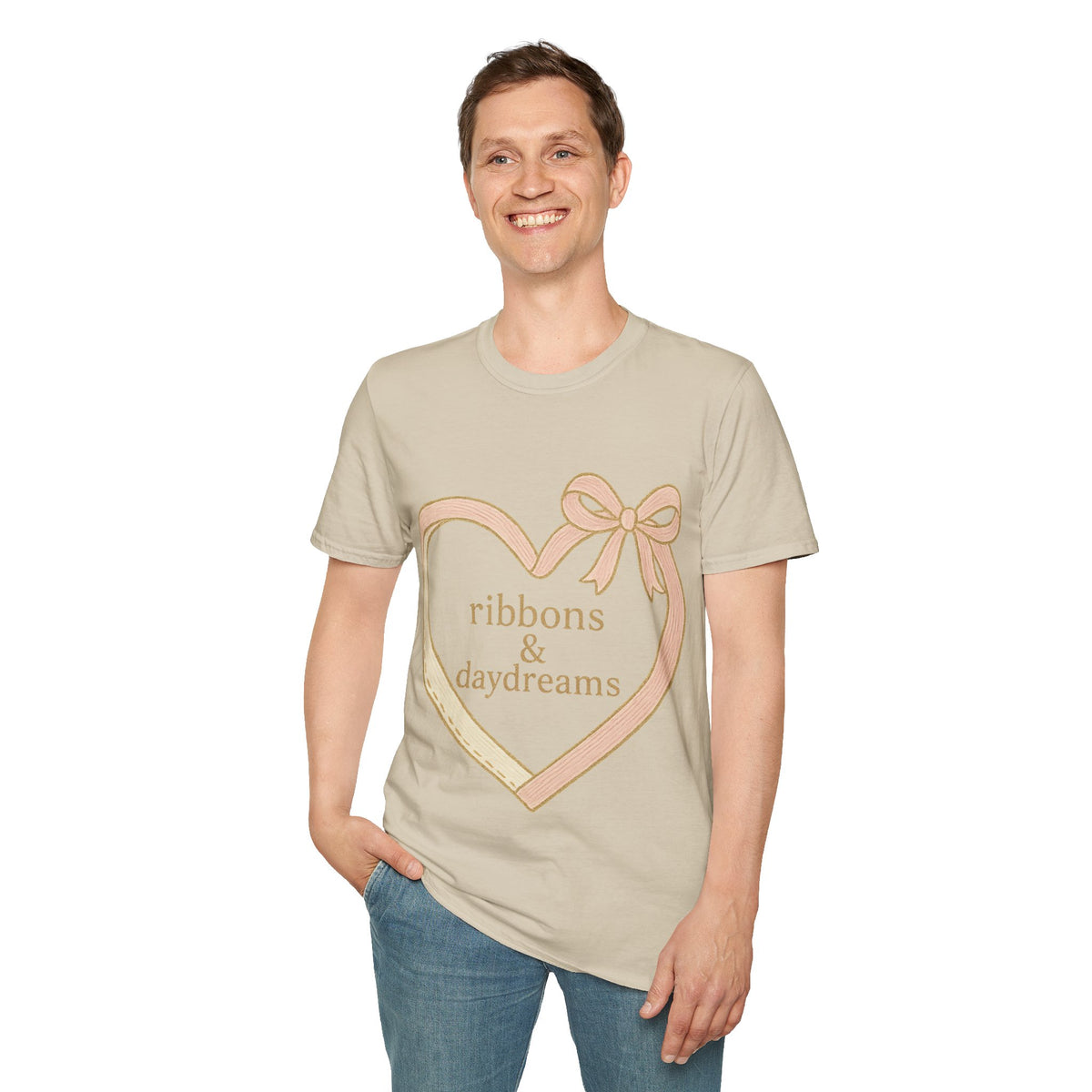 "Chain of Hearts" Gold Charm Ribbon Tee - Cute Coquette Heart Line Aesthetic White T-Shirt - Trending Now - September 2026