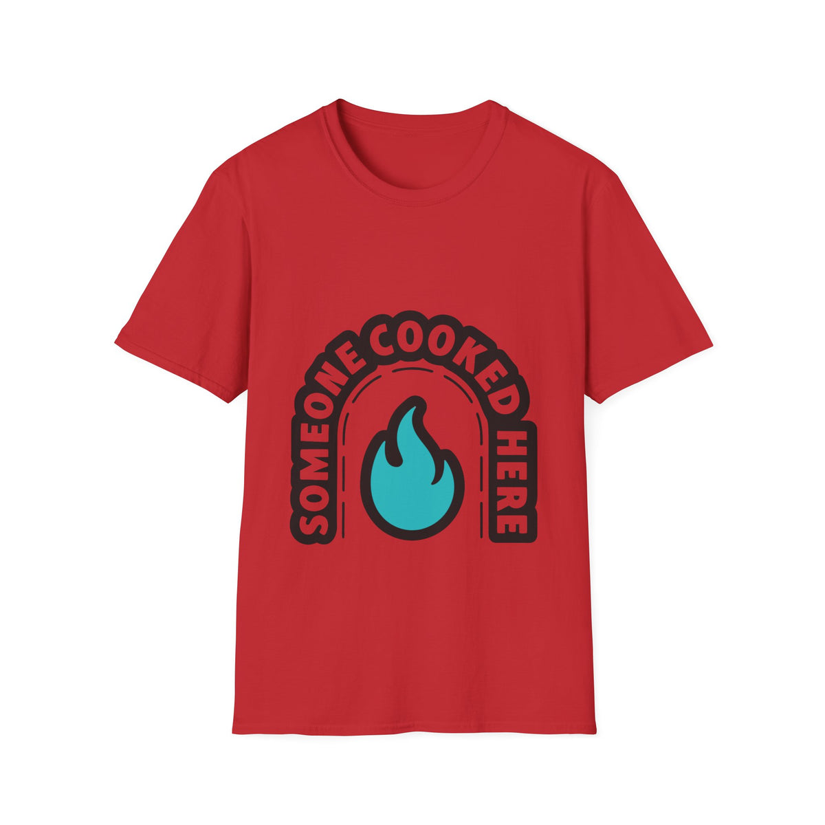 Someone Cooked Here Blue Flame Tee - Funny Retro Kitchen Slogan Graphic T-Shirt - Trending Now - September 2026