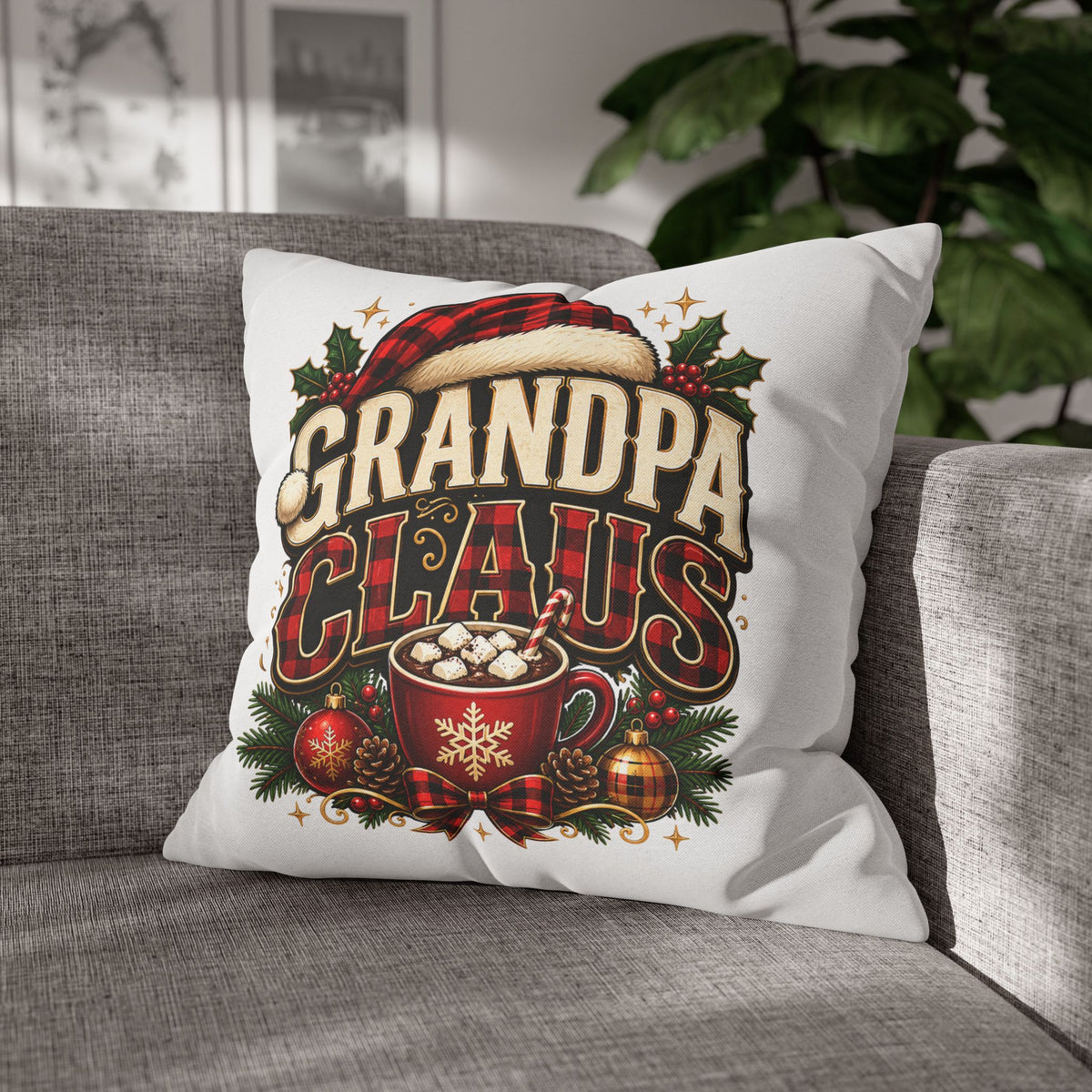 Christmas Grandpa Claus Holiday Pillowcase – Festive Christmas Throw Pillow Cover