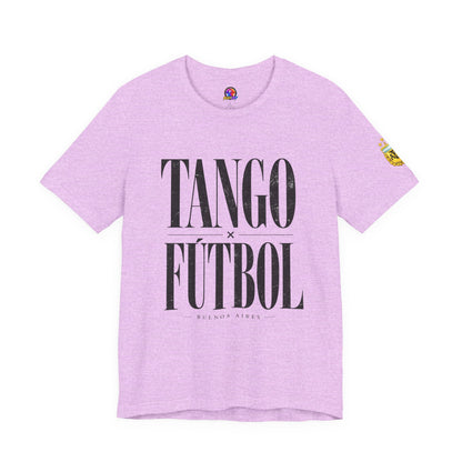 Argentina - Tango y Fútbol Graphic Tee - Bold Serif Soccer & Dance Shirt