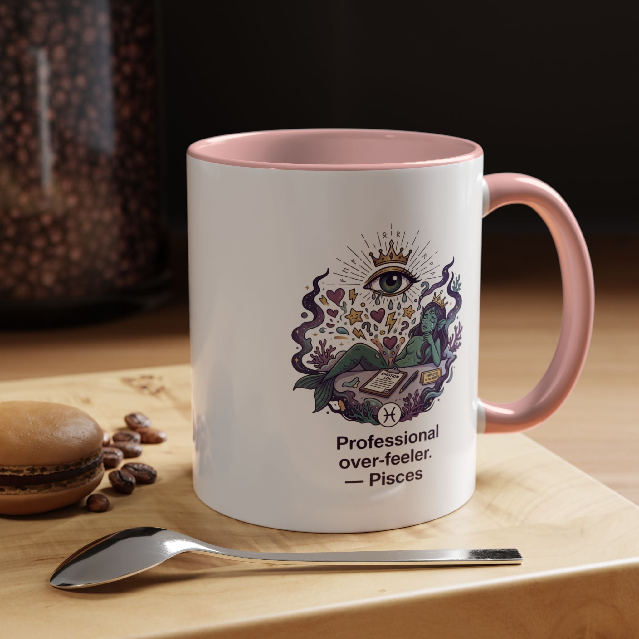 Pisces Coffee Mug — "Professional Over-feeler" Zodiac Accent Mug (11/15oz)