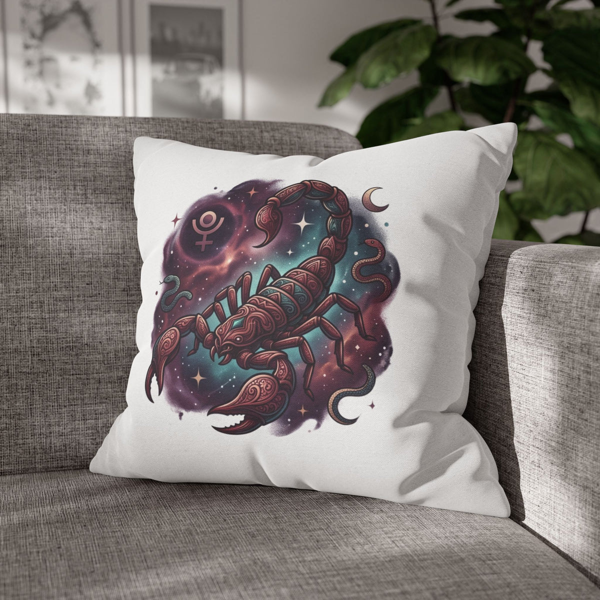 Scorpio Zodiac Scorpion Pillowcase — Astrological Night Sky Throw Pillow