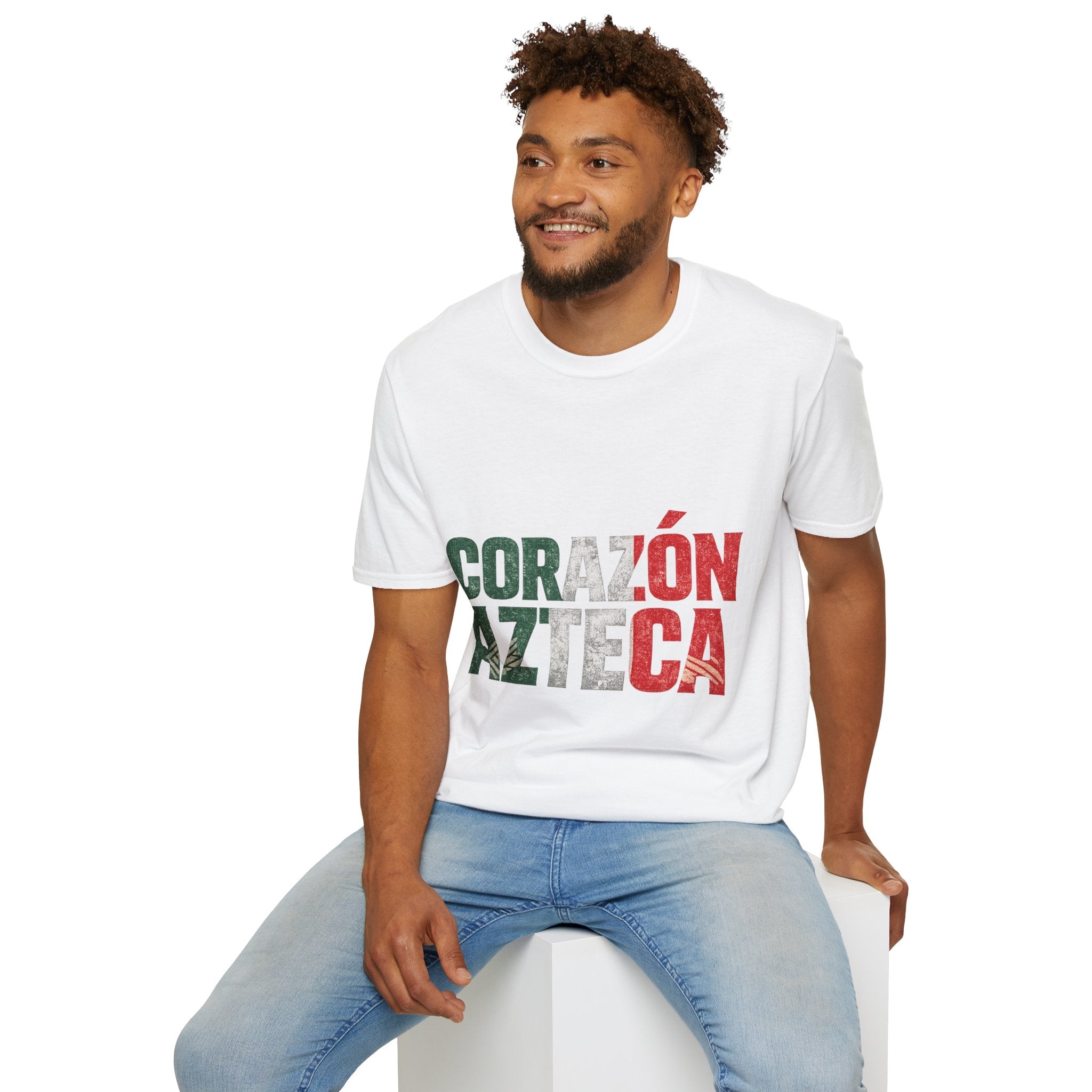 Mexico Corazón Azteca T-Shirt — Mexican Pride Flag Text Tee