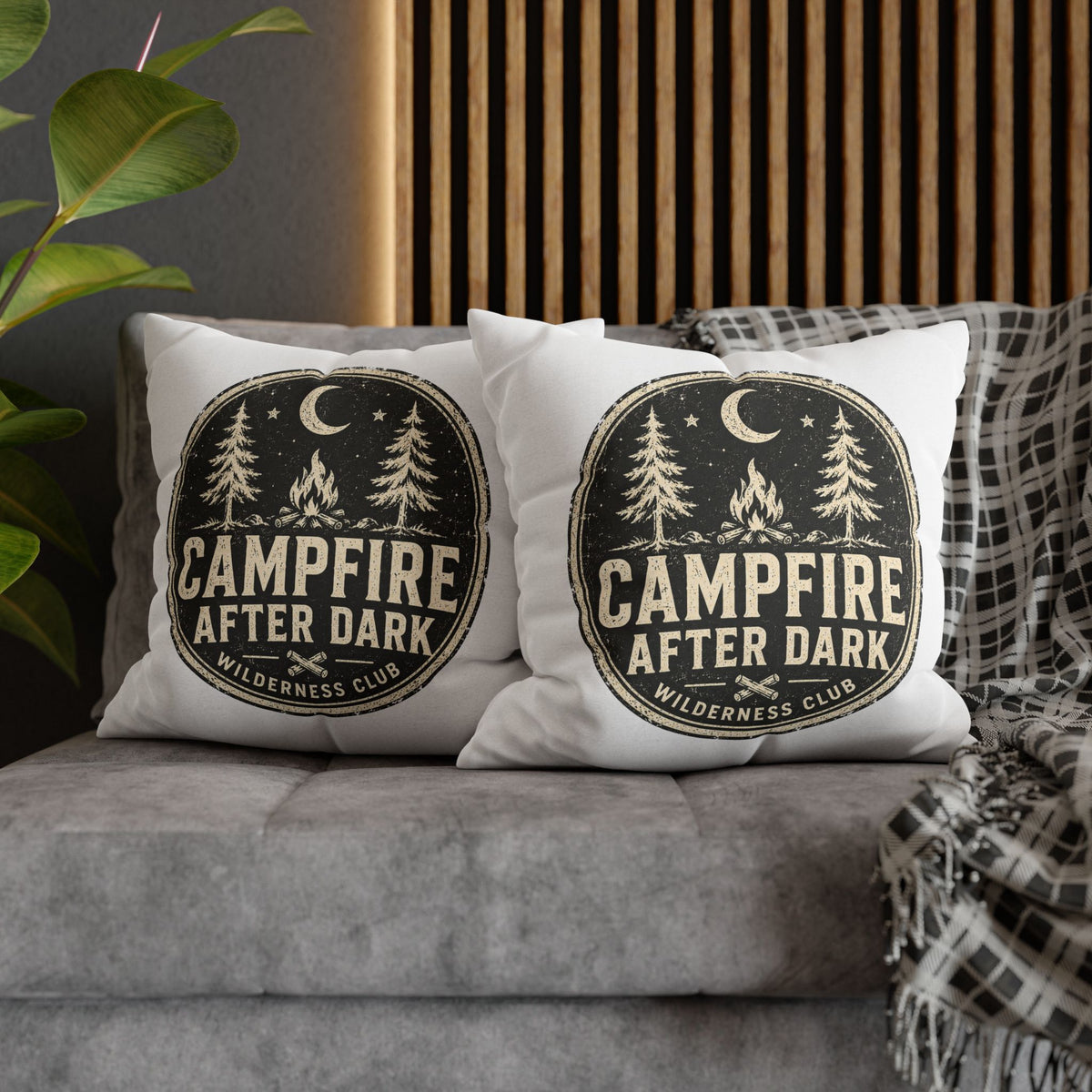 Campfire After Dark Decorative Pillowcase Milo Bailey Dog Dad Mom — Wilderness Camping Accent