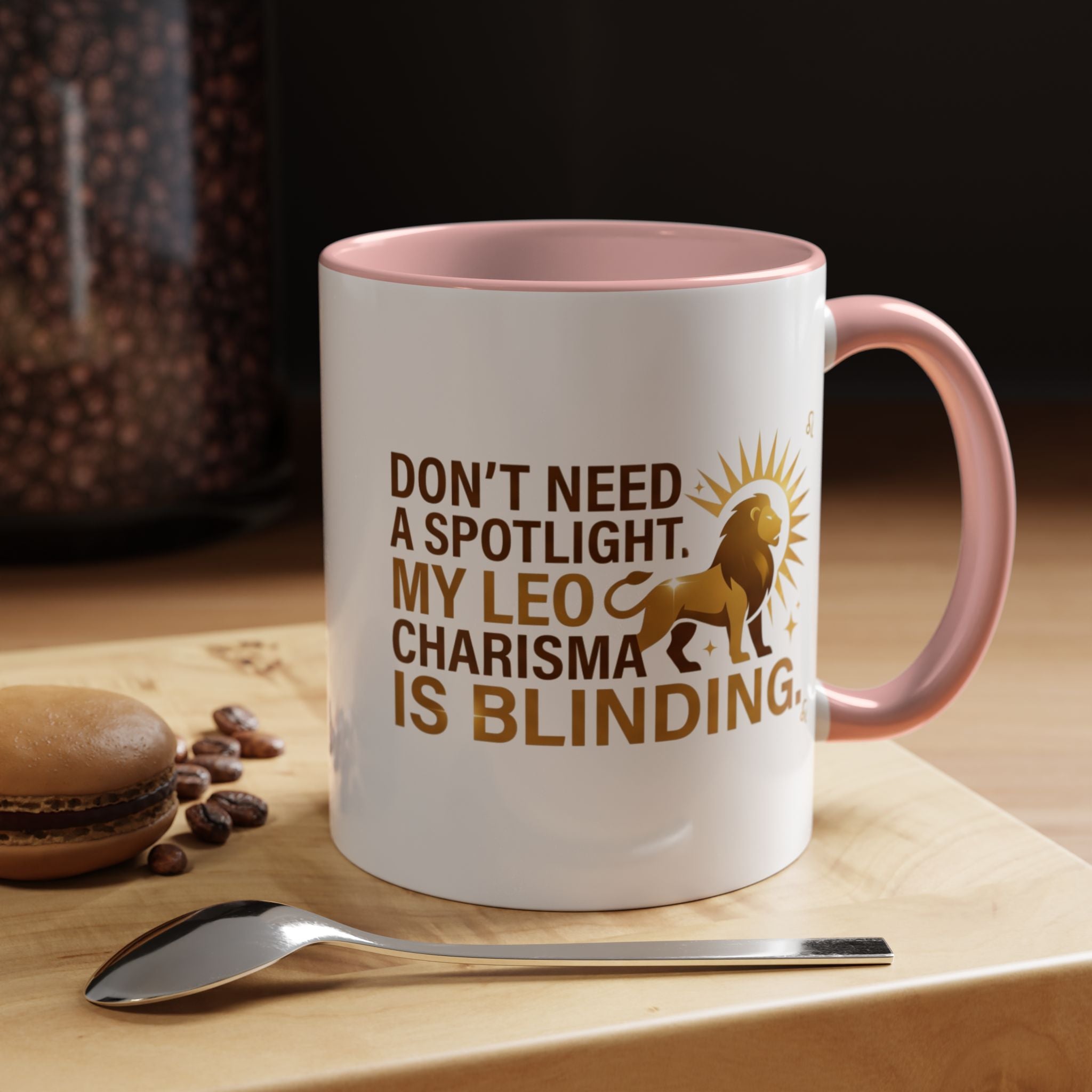 Leo Horoscope Coffee Mug — “My Leo Charisma Is Blinding” Accent Mug
