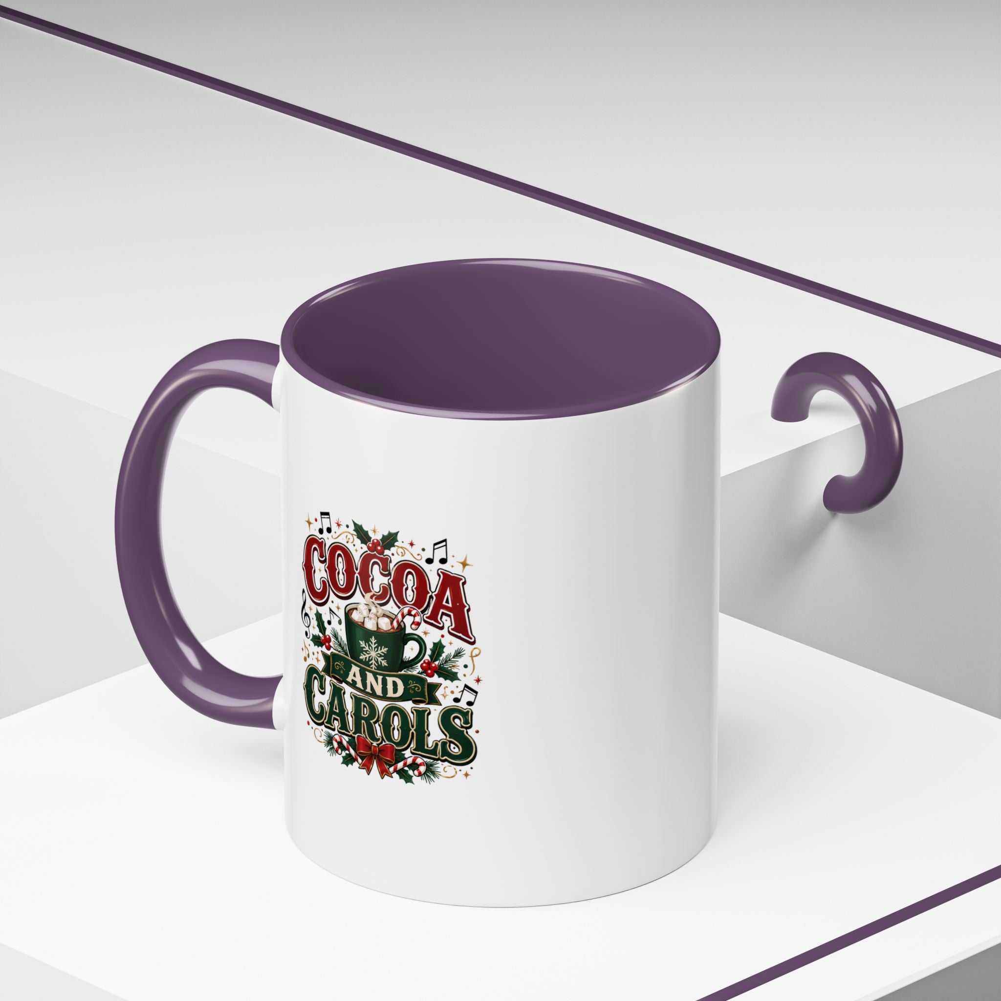 Cocoa and Carols Accent Coffee Mug — Holiday Christmas Cocoa Mug