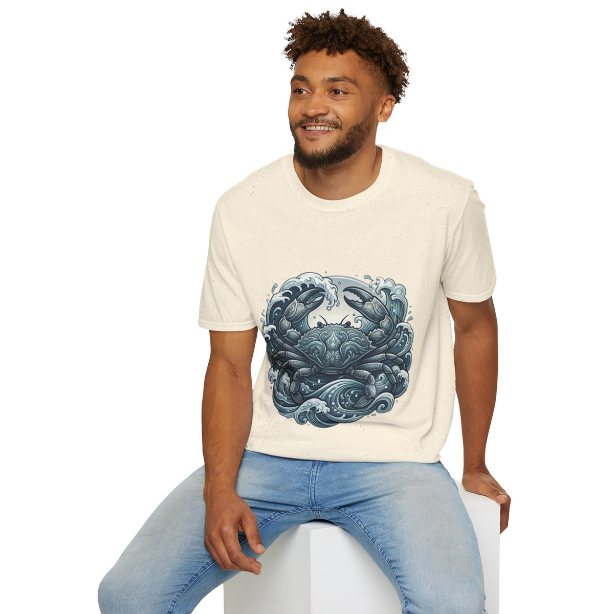 Crab and Waves Graphic T-Shirt — Coastal Oceanic Nautical Tee