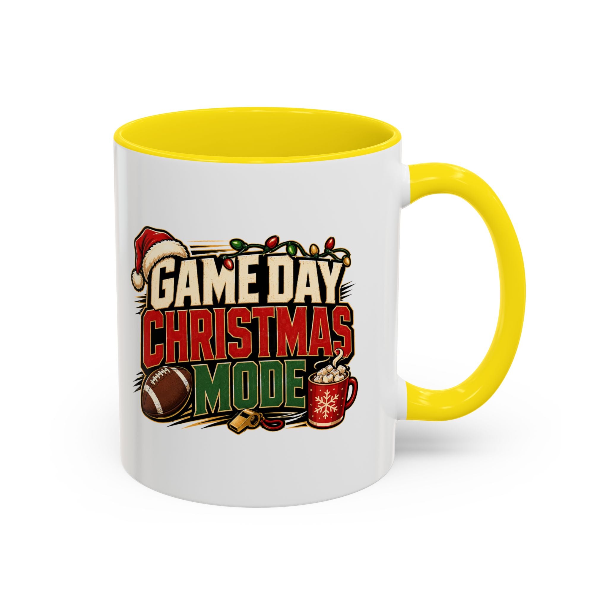 Modern Day Christmas Game Day Christmas Mode Coffee Mug - Holiday Football Mug (11/15oz)