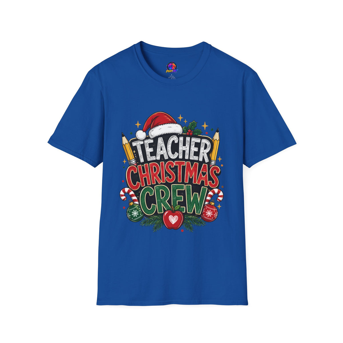 Teacher Christmas Crew T-Shirt — Holiday School Staff Tee with Santa Hat & Pencils